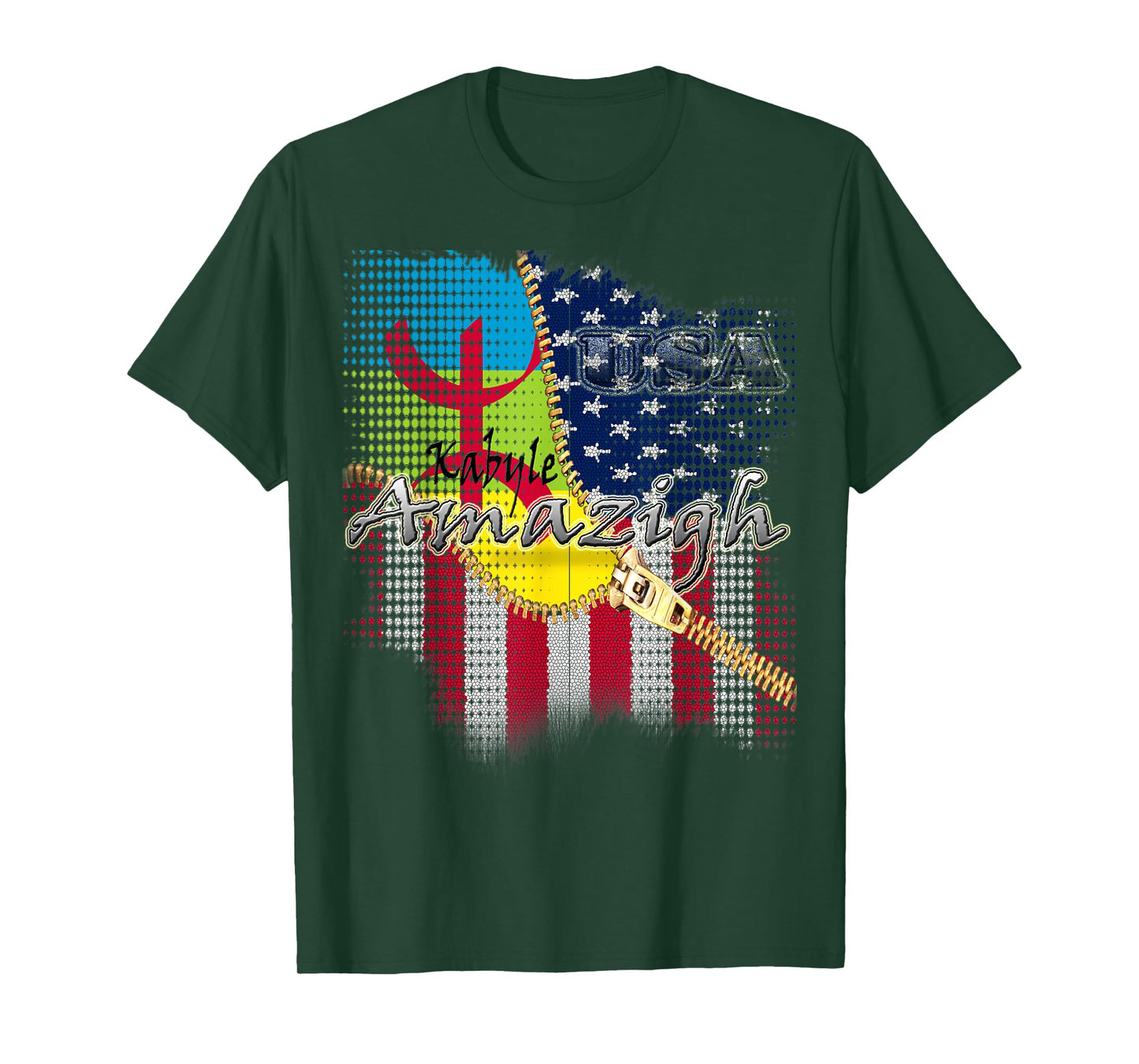 american kabyle amazigh t shirt flag for men women kids T-Shirt