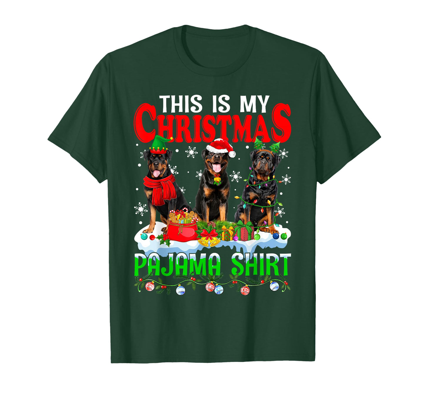 This Is My Christmas Pajama Funny Rottweiler Dog Lover T-Shirt