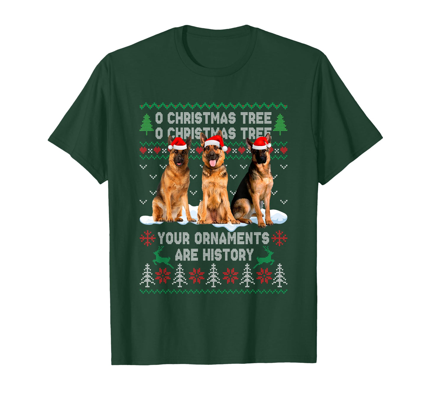 Cute German Shepherd Dog Oh Christmas Tree Ugly Xmas T-Shirt