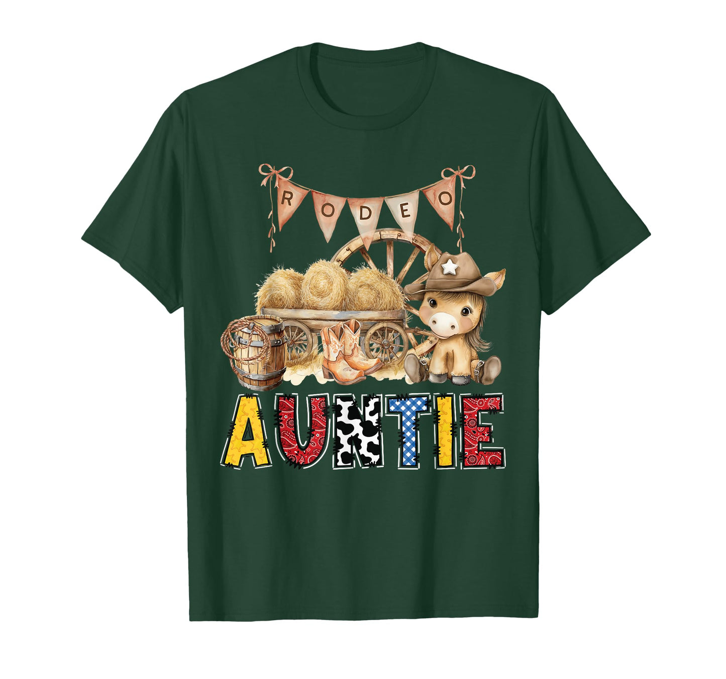 Rodeo Auntie Western Cowboy Birthday Family Matching T-Shirt