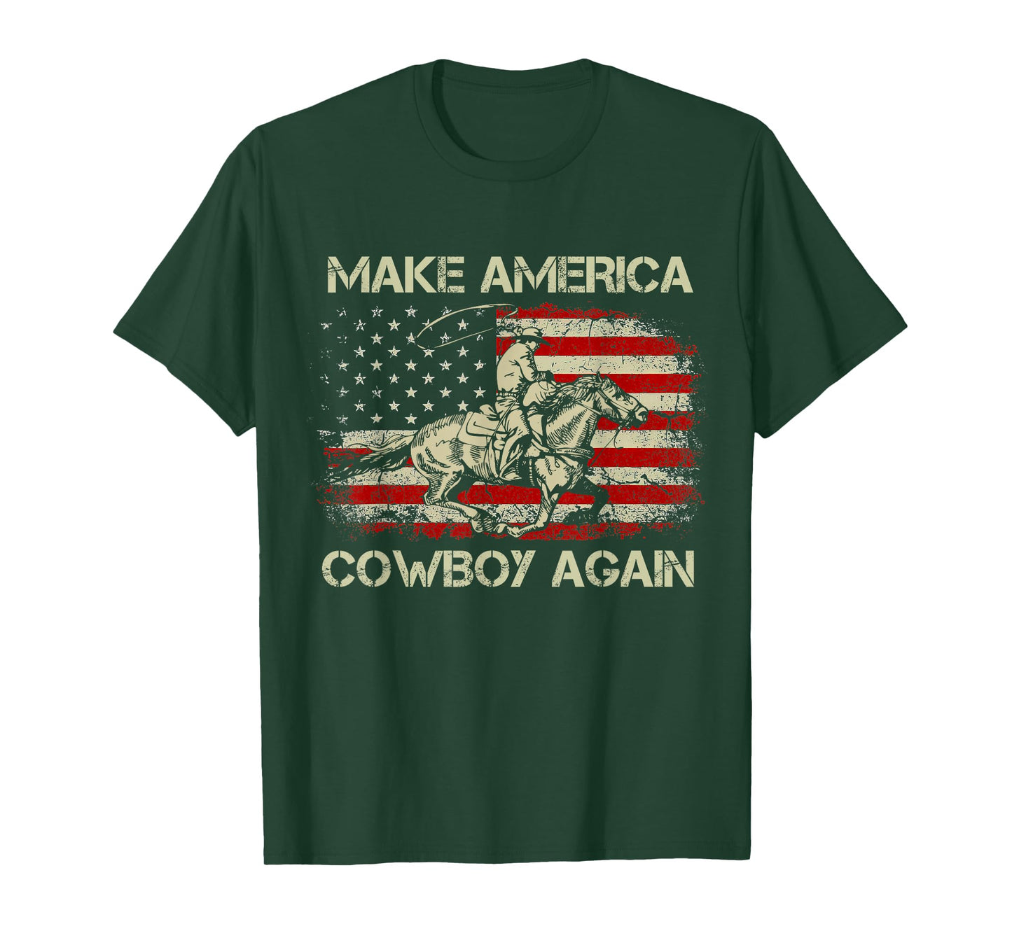 Vintage Western Rodeo USA Flag Makes America A Cowboy Again T-Shirt