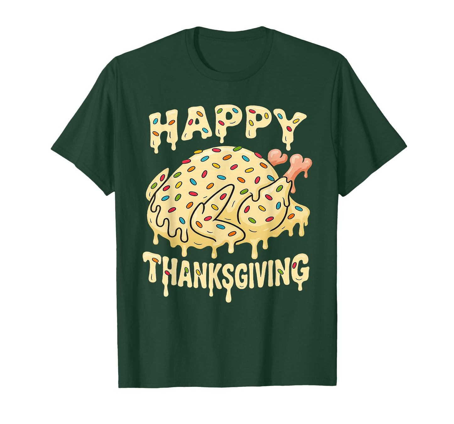 Happy Thanksgiving Drip Ice Cream Look Cool T-Shirt