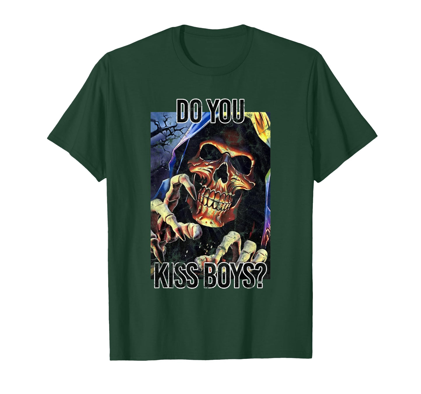Do You Kiss Boys Skeleton Funny Saying Skull T-Shirt