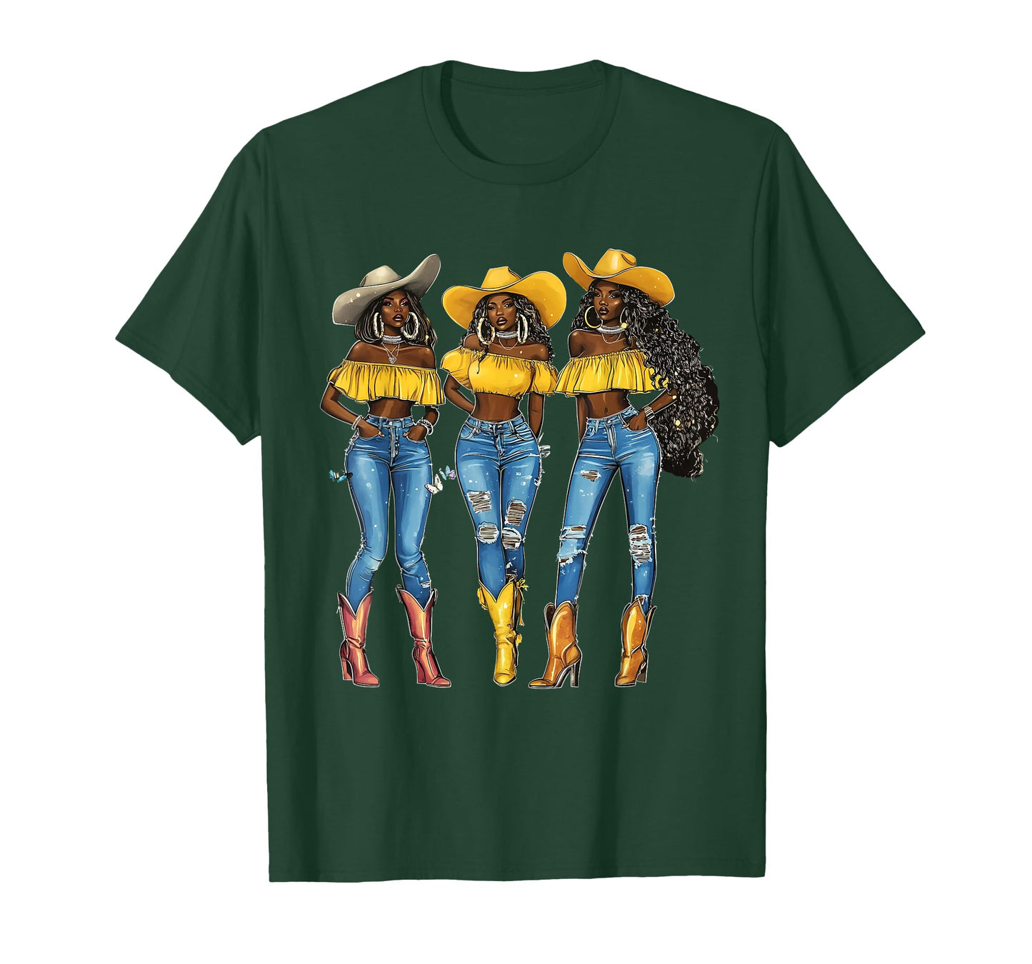 Black African American Cowgirl Western Country Texas Rodeo T-Shirt
