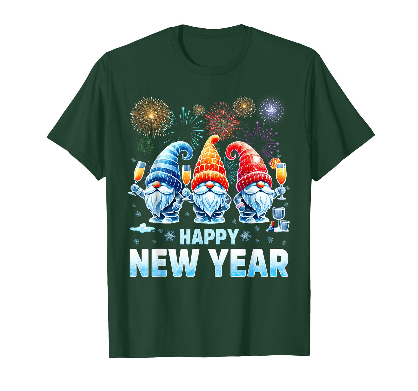 Happy New Year Gnome Drink Firework New Year Eve Women T-Shirt