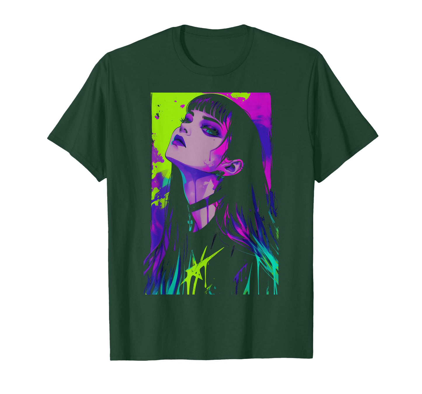 Cybergoth Cybercore Grunge Punk Goth Girl Alt Anime Manga T-Shirt