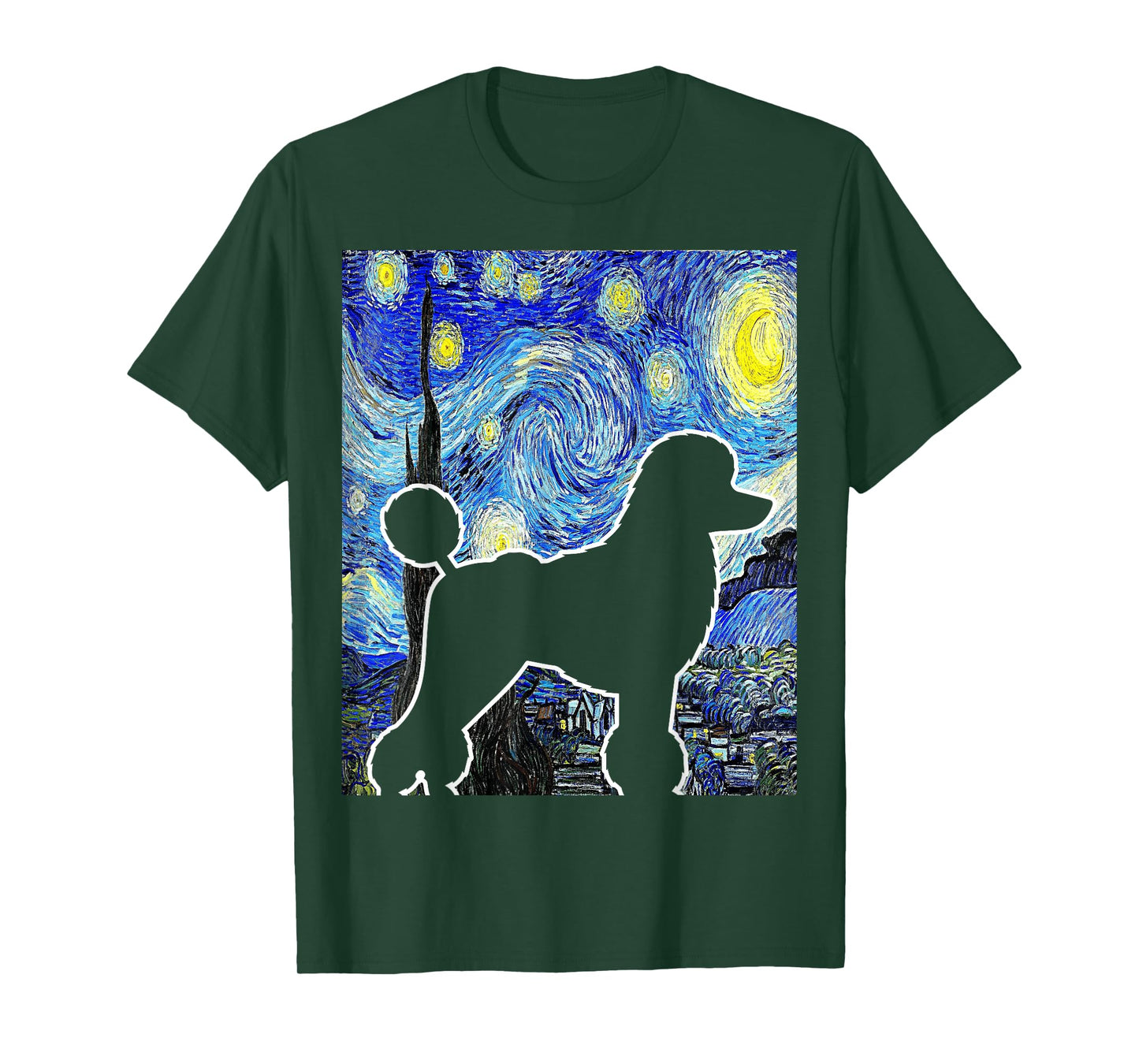 Poodle Starry Night Dog Lover Van Gogh Poodle Painting T-Shirt