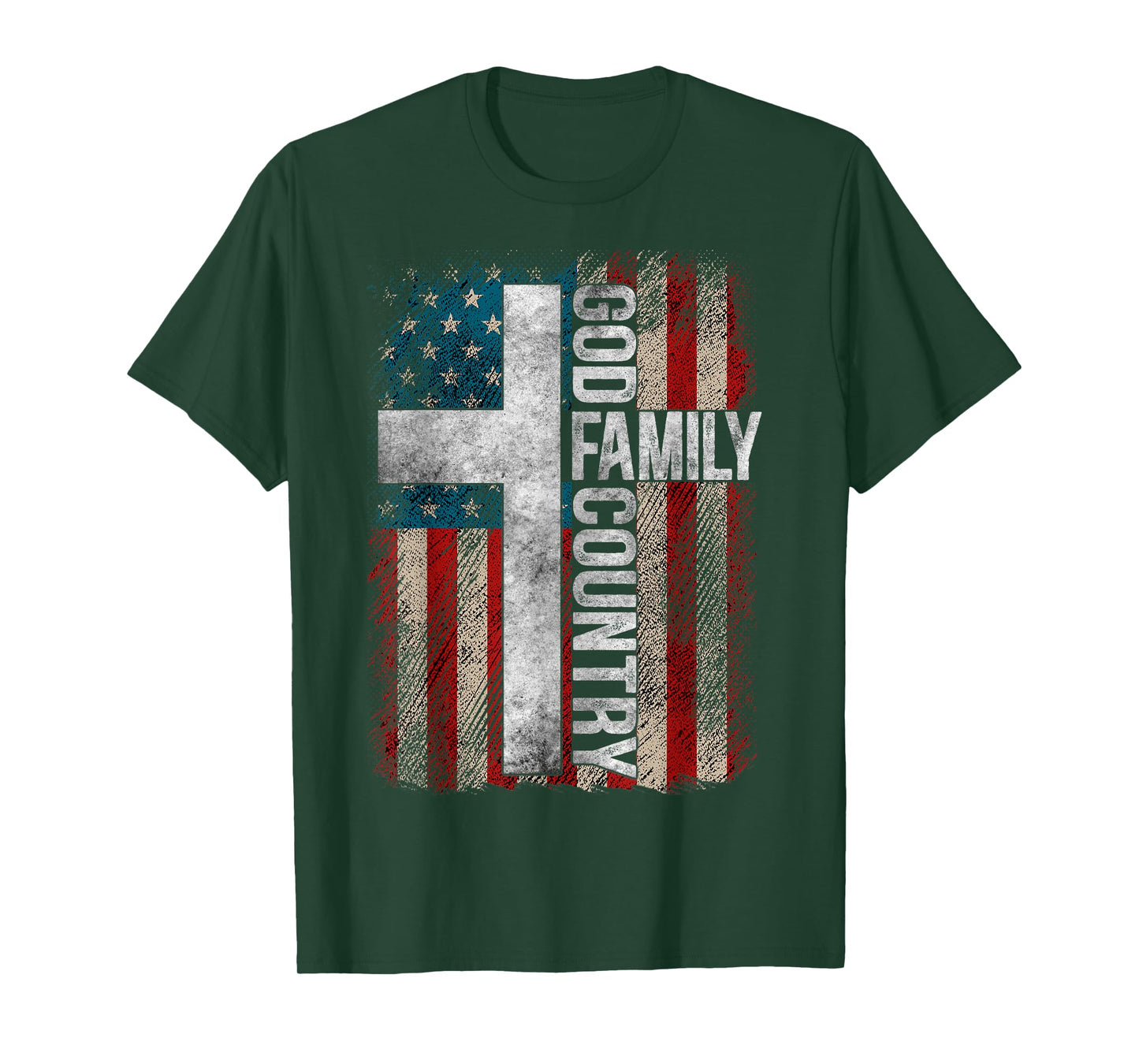 God Family Country - Patriotic Christian Cross USA Women Men T-Shirt