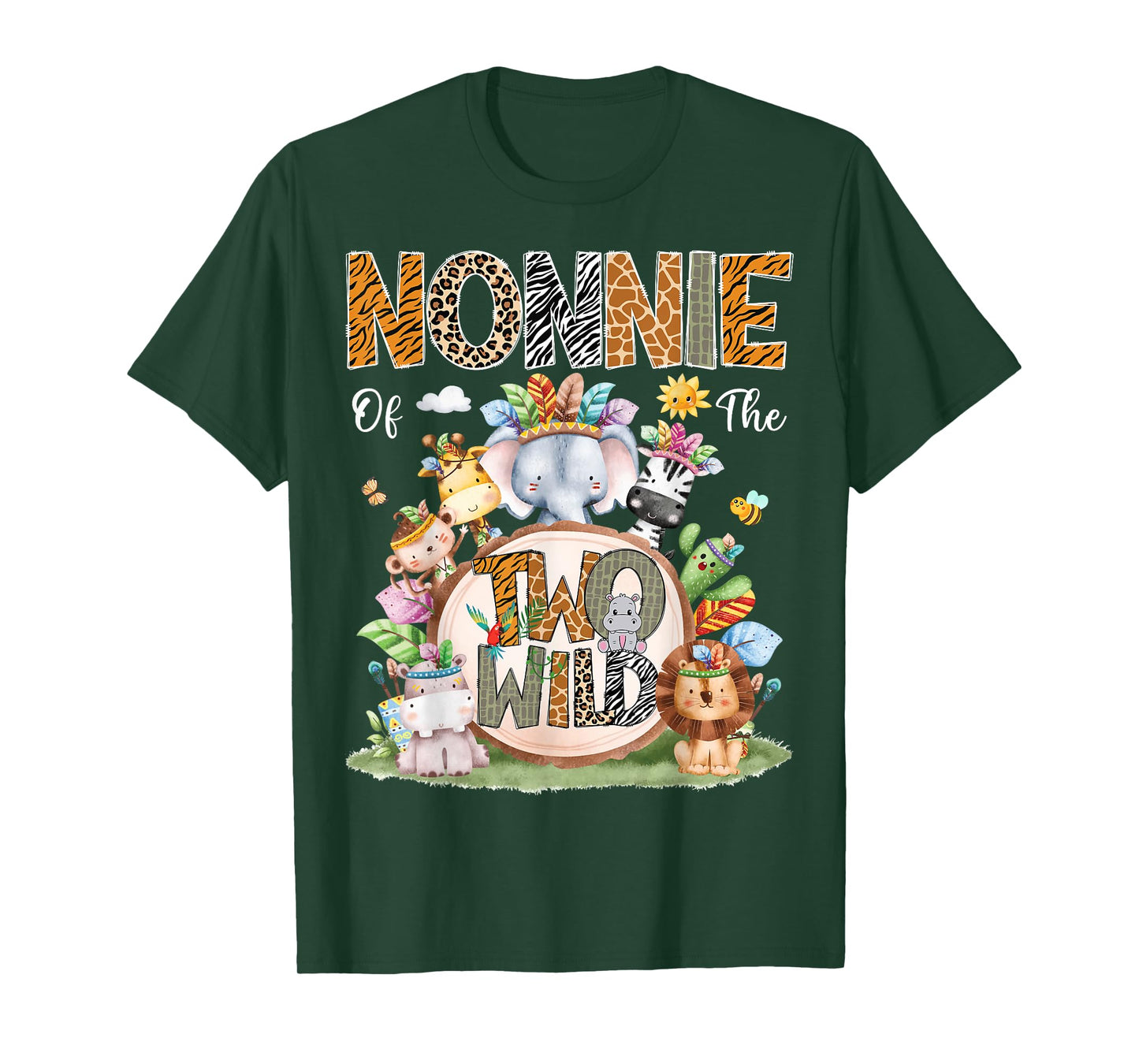 Nonnie Of The Two Wild 2Nd Birthday Animal Safari Tribal T-Shirt