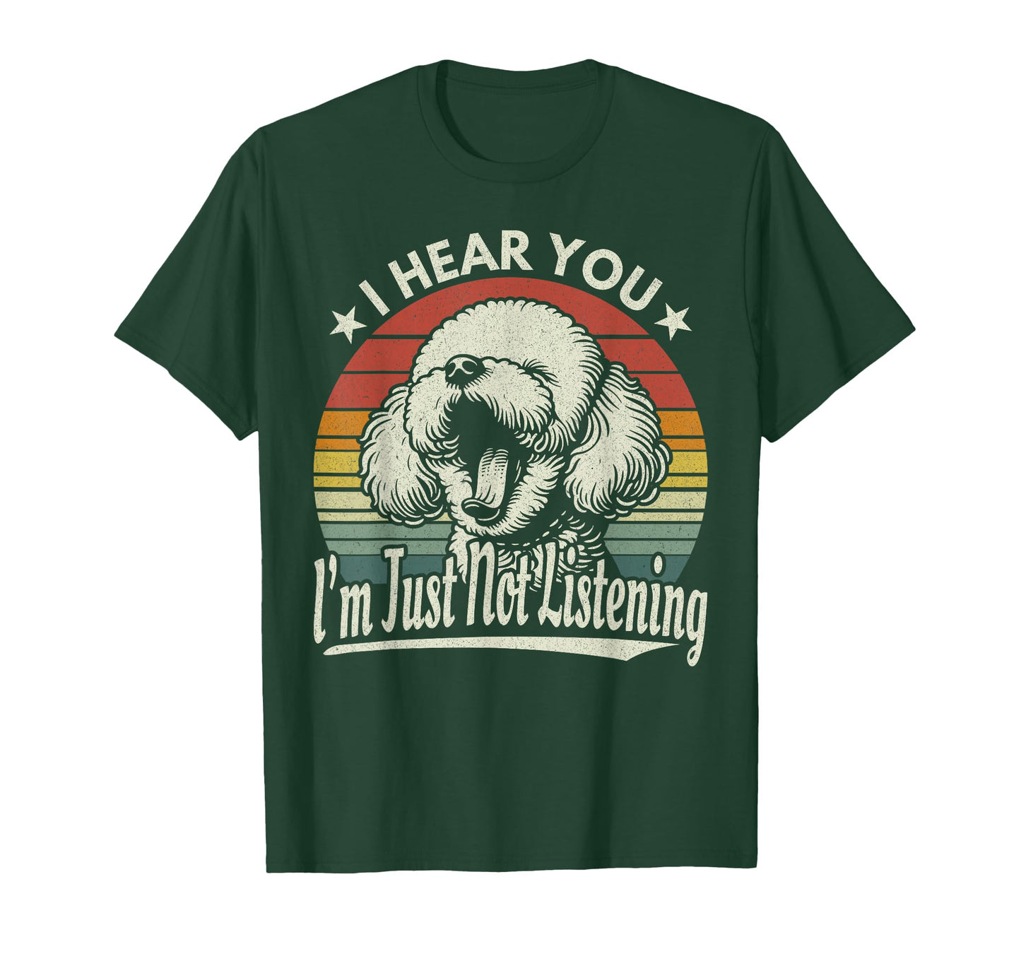 Yawn Bichon Frise I Hear You I'm Not Listening Sunset Retro T-Shirt