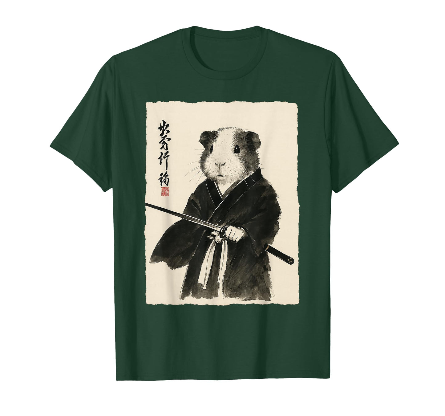Guinea Pig Samurai Japanese Warrior Anime Art T-Shirt