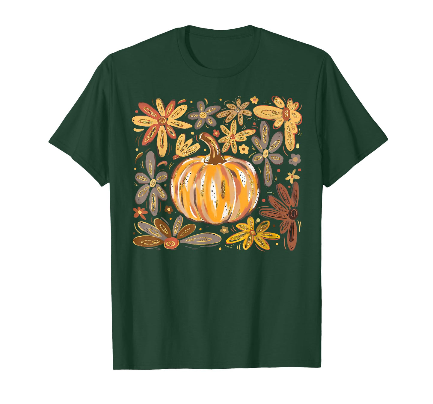 Wildflower Pumpkin Season Autumn Fall Leaves Thanksgiving T-Shirt
