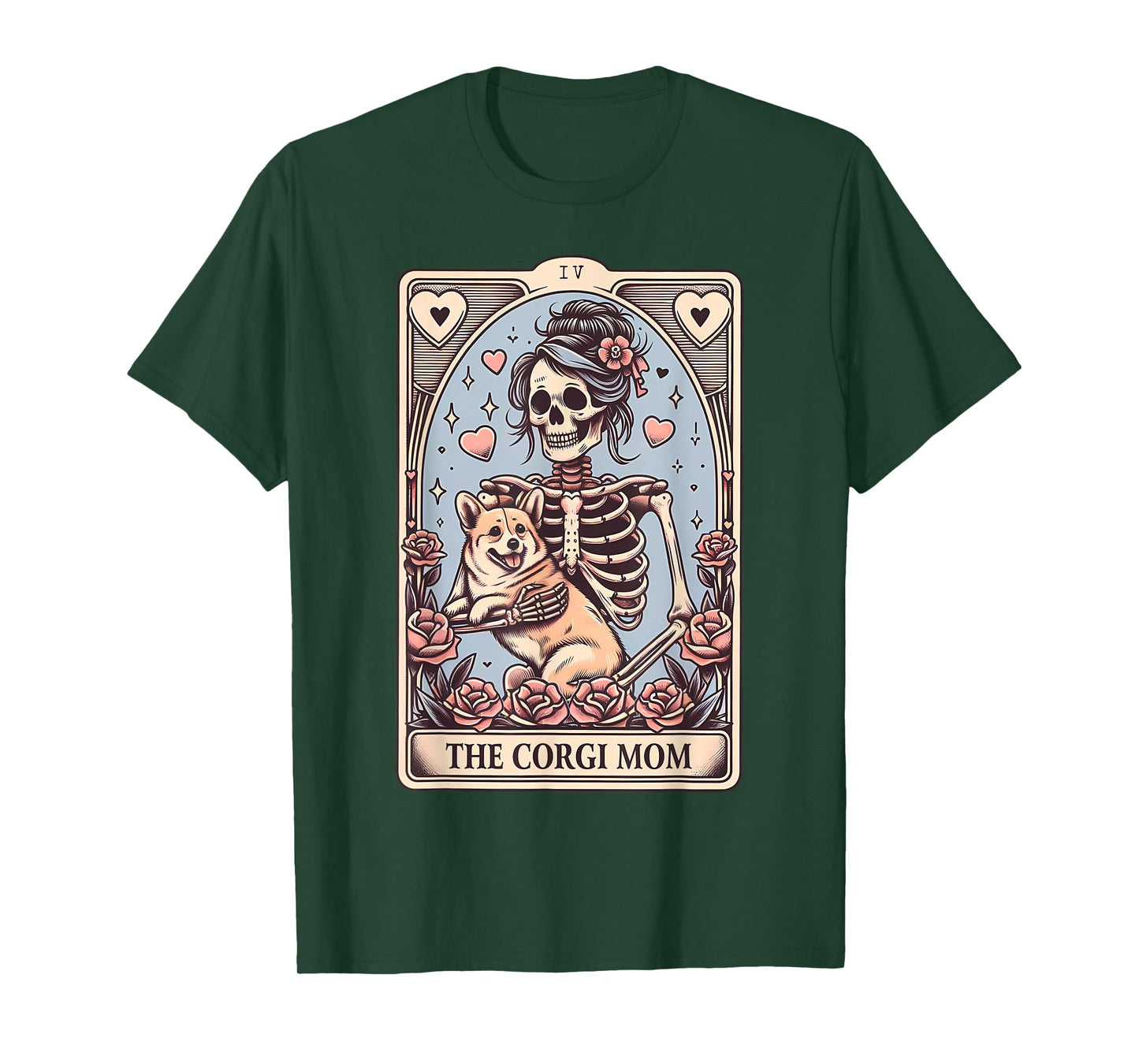 Corgi Dog Valentine's Day Skeleton Tarot Card Corgi Owner T-Shirt