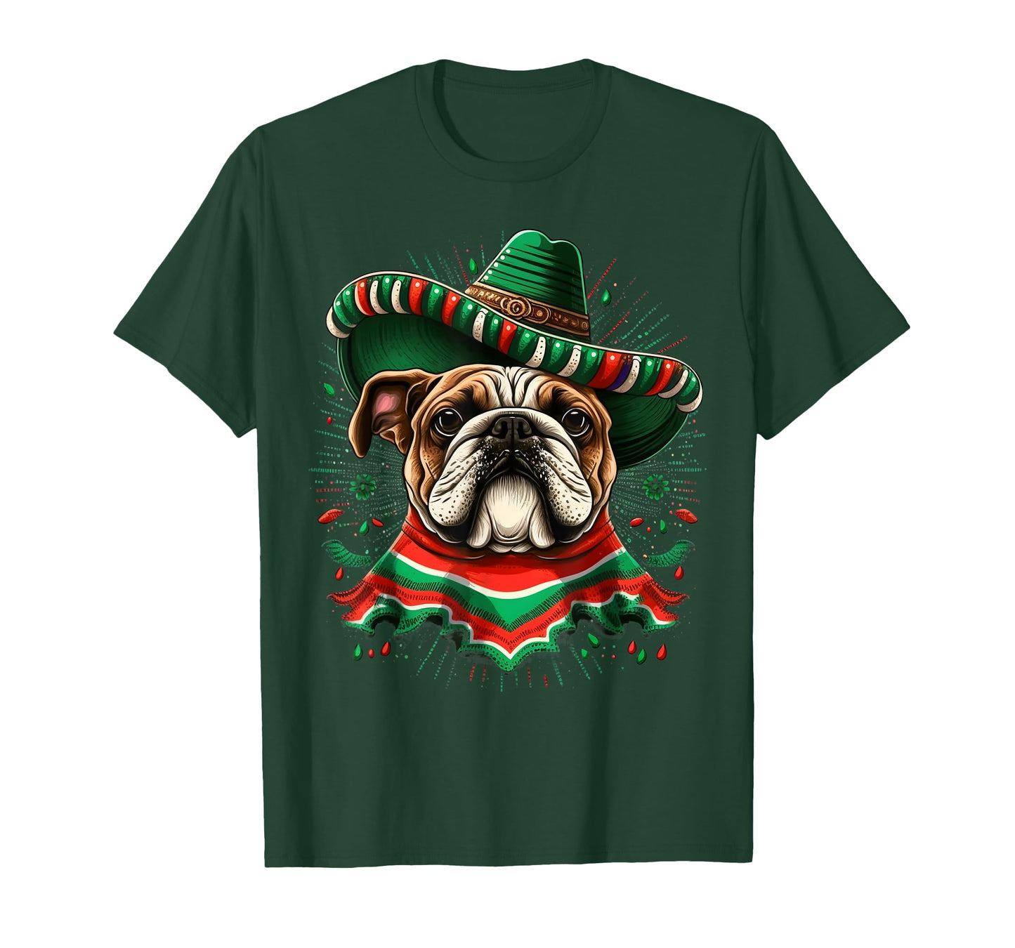 Mexico Cinco de Mayo Sombrero Mexican Bulldog T-Shirt for Men Women Kids