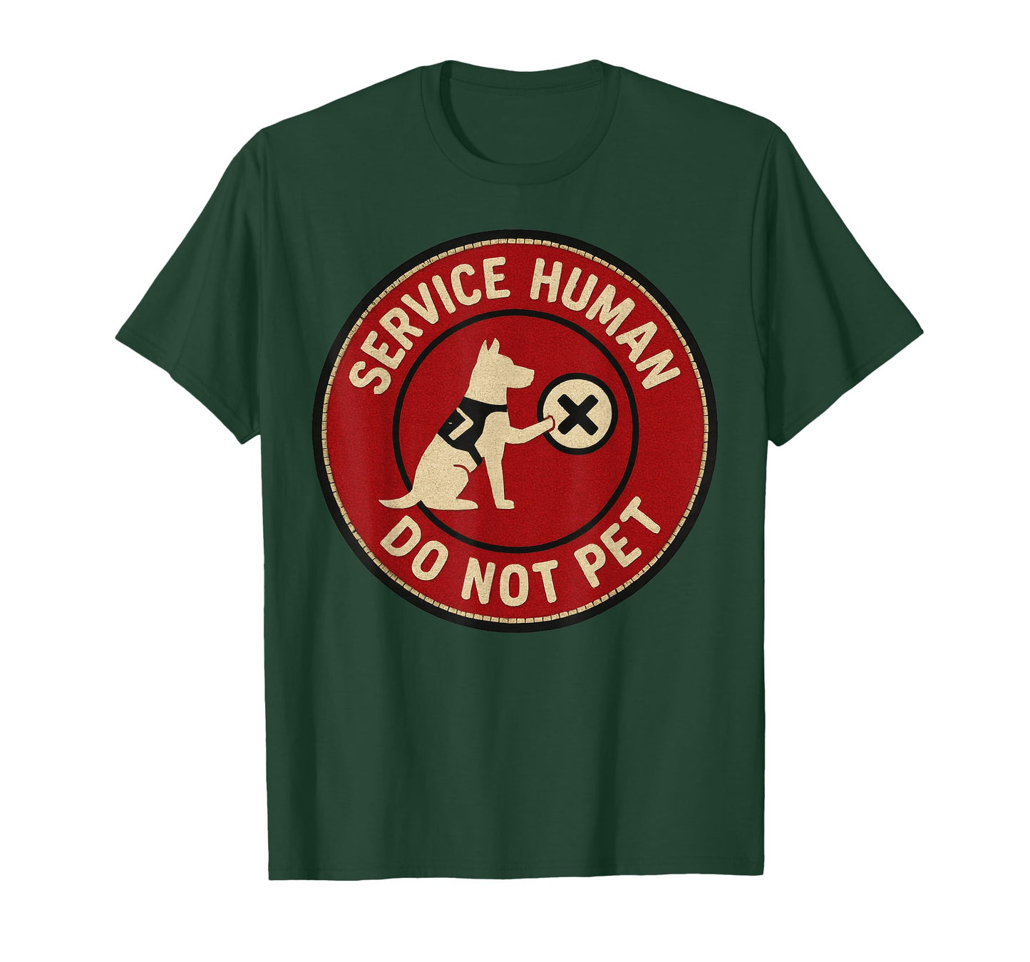 Mens Service Human Do Not Pet Vintage Sunset Support Dog Tee T-Shirt