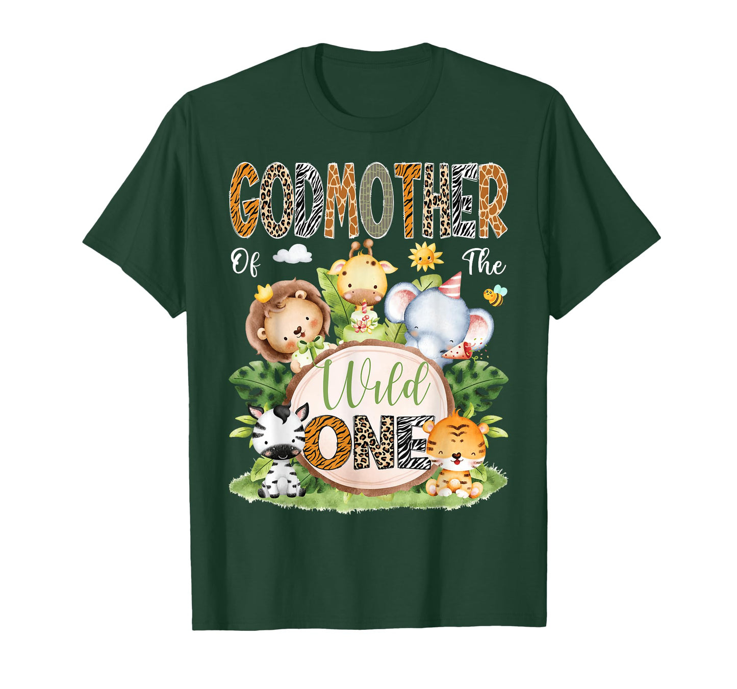 GodMother Of The Wild One 1St Birthday Kids Safari Jungle T-Shirt