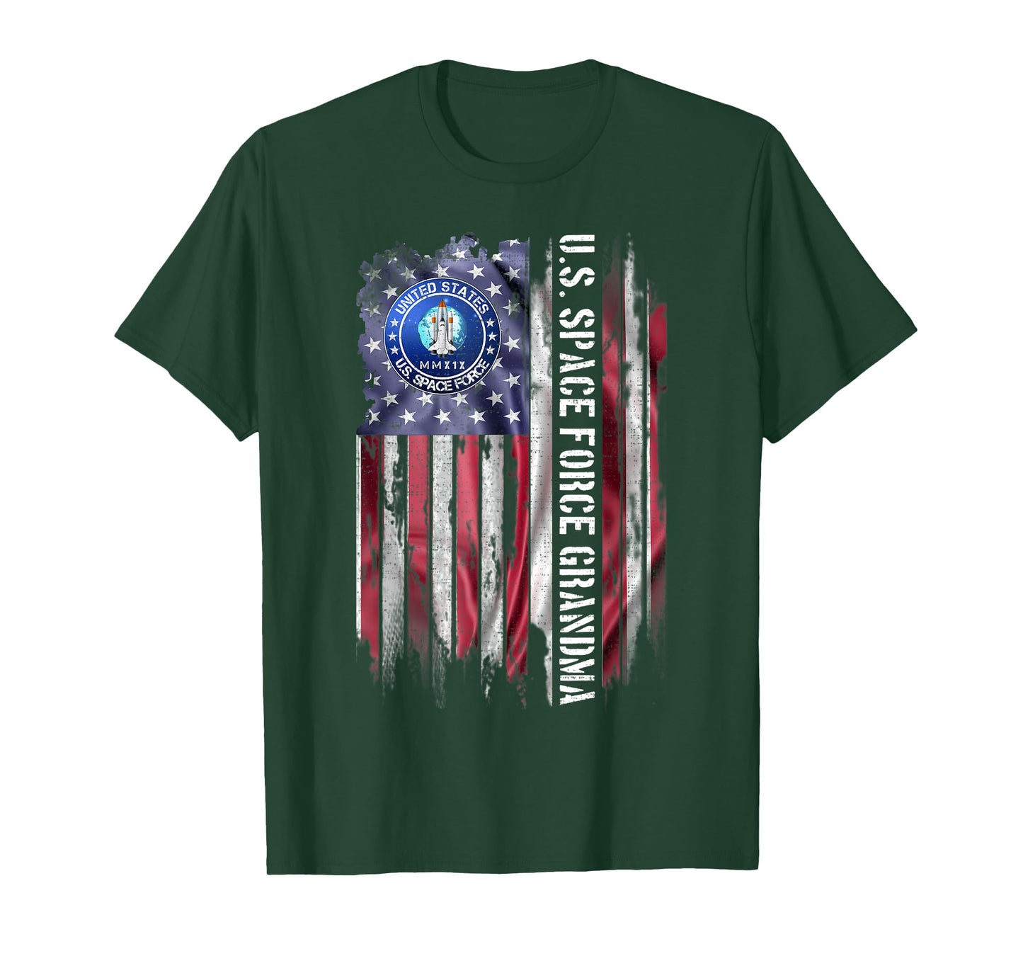 Vintage USA American Flag Proud US Space Force Grandma Funny T-Shirt for Women Men