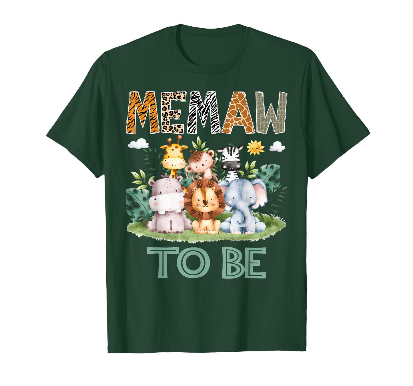 Soon To Be Memaw Safari Jungle Animal Gender Reveal T-Shirt