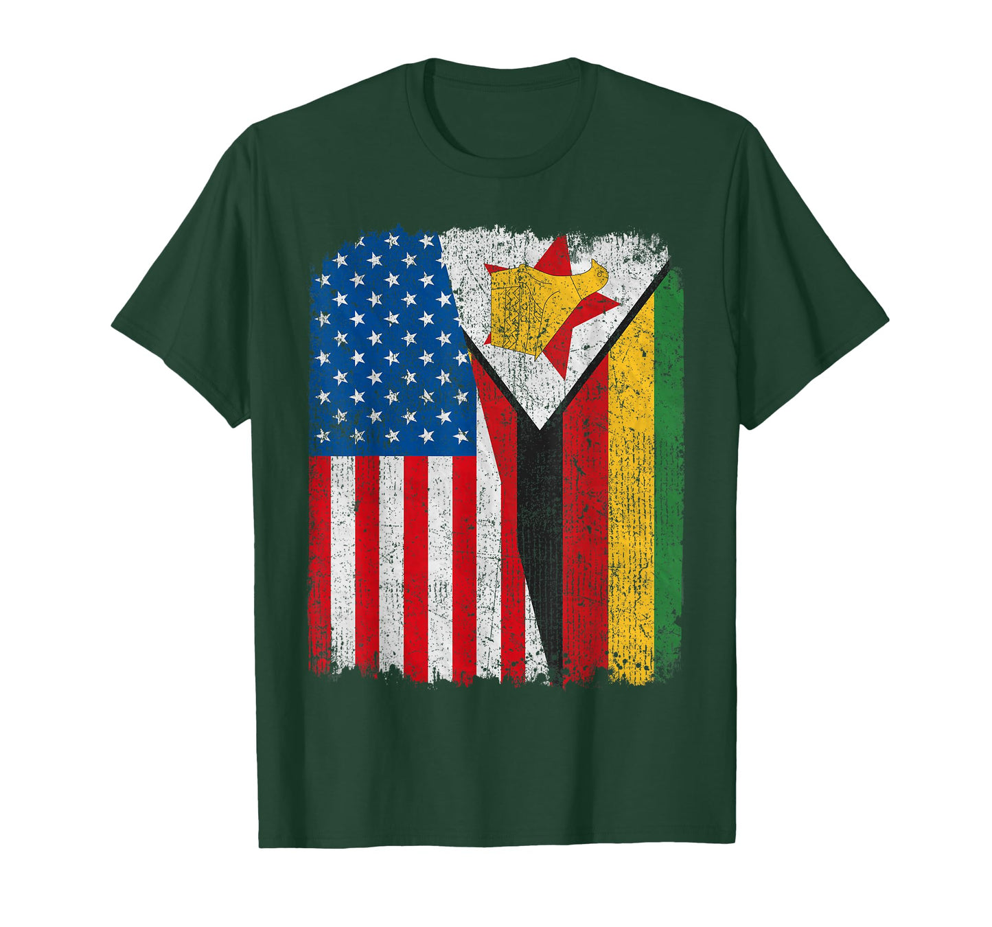 Zimbabwean American Flag Half USA Zimbabwe Root Proud T-Shirt