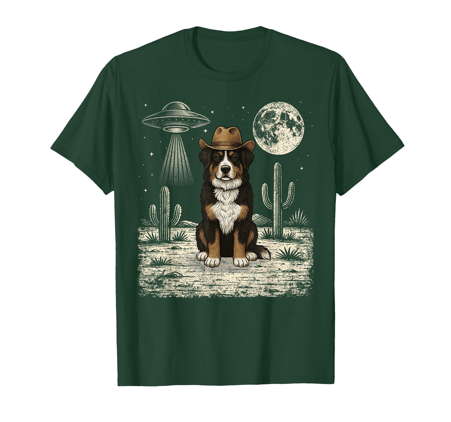 Funny Bernese Mountain Dog Cowboy Western UFO T-Shirt