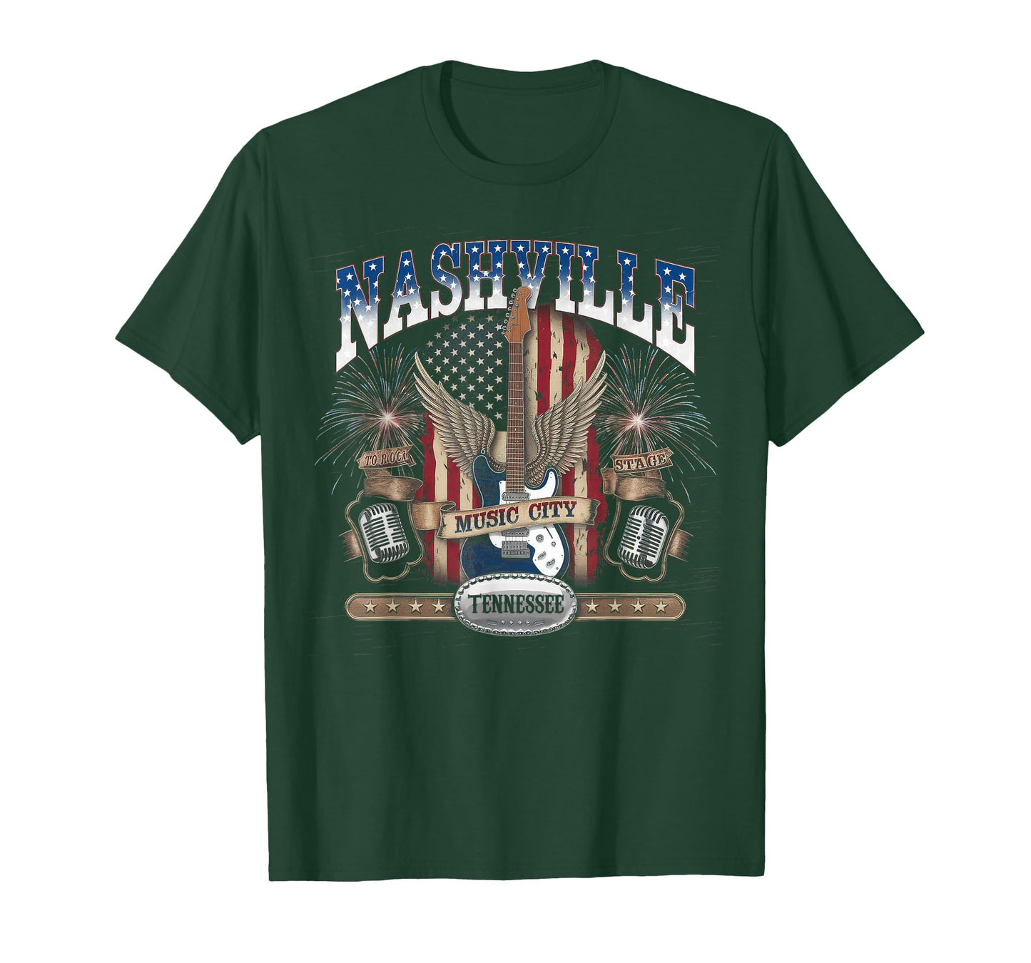 Nashville Music City Tshirt Women Men Tennessee Rock Country T-Shirt
