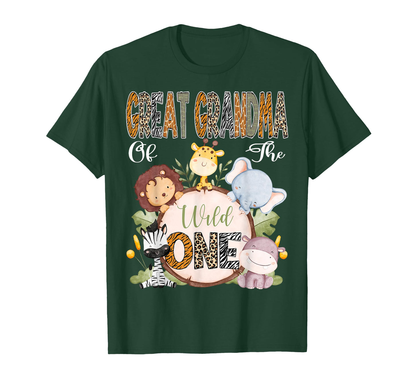 Great Grandma Of The Wild One 1St Birthday Safari Woodland T-Shirt
