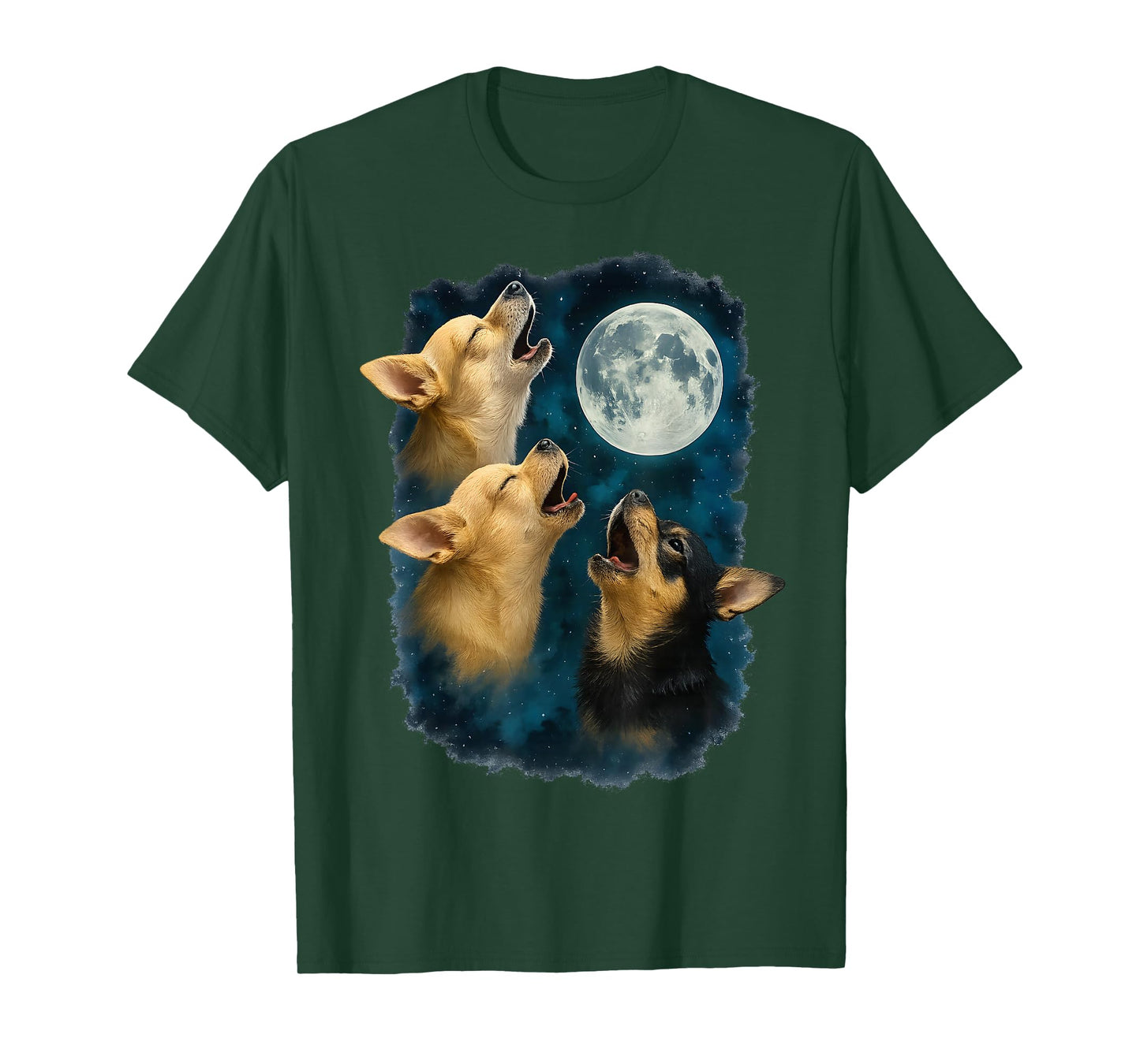 Three Chihuahuas Howling At The Moon 3 Chihuahua Moon T-Shirt