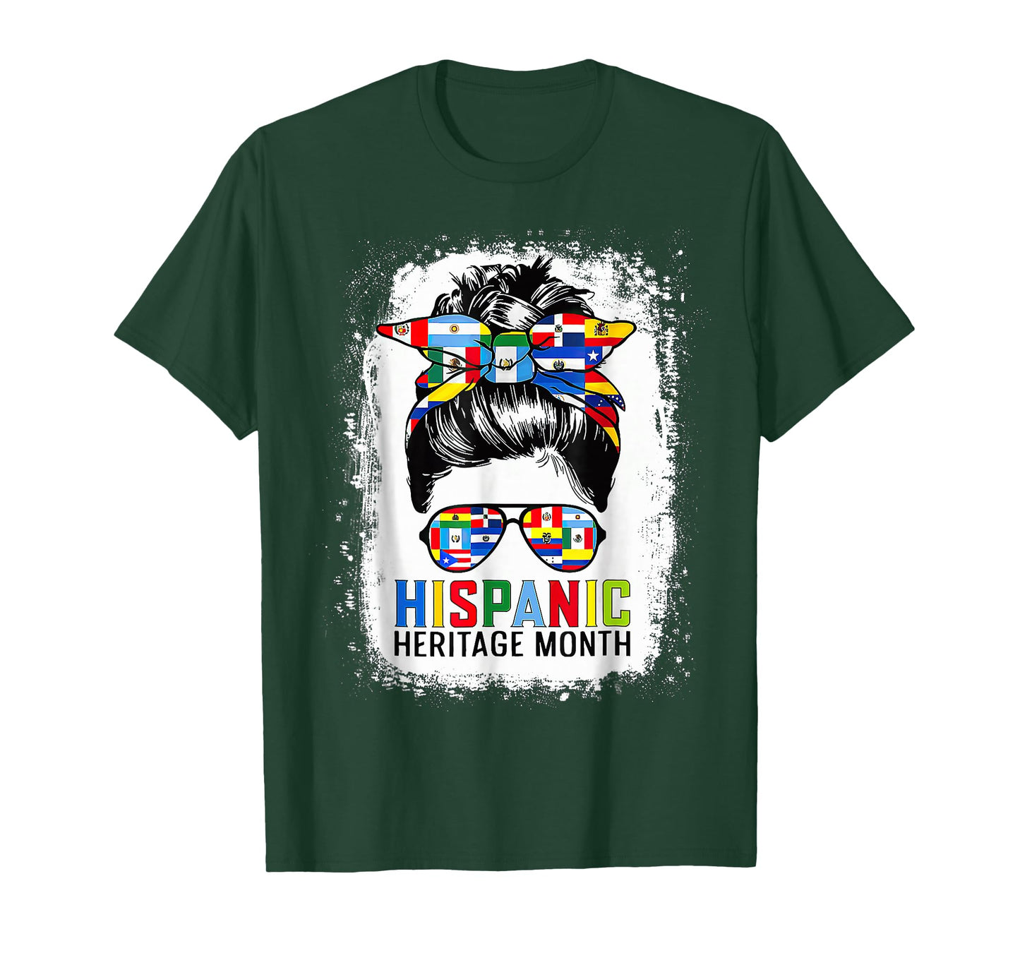 National Hispanic Heritage Month Messy Bun All Countries T-Shirt