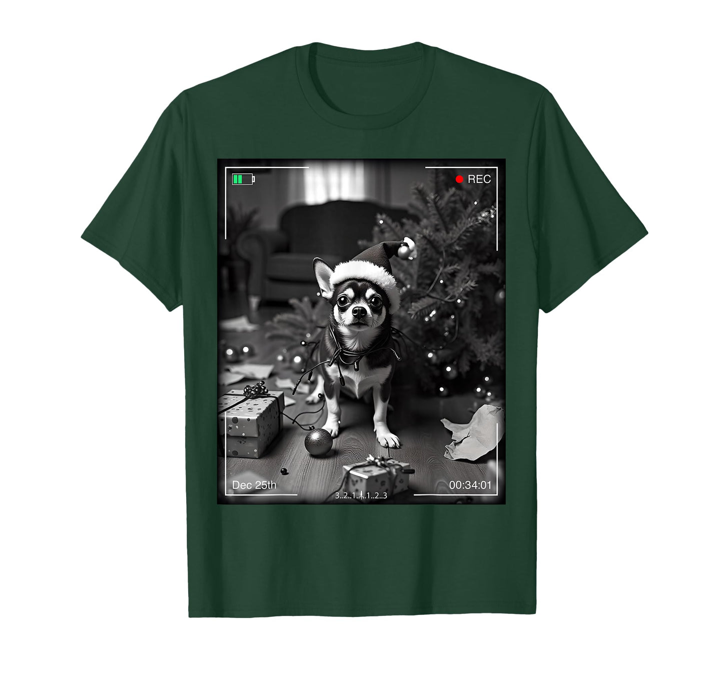 Christmas Chihuahua Caught On Camera T-Shirt