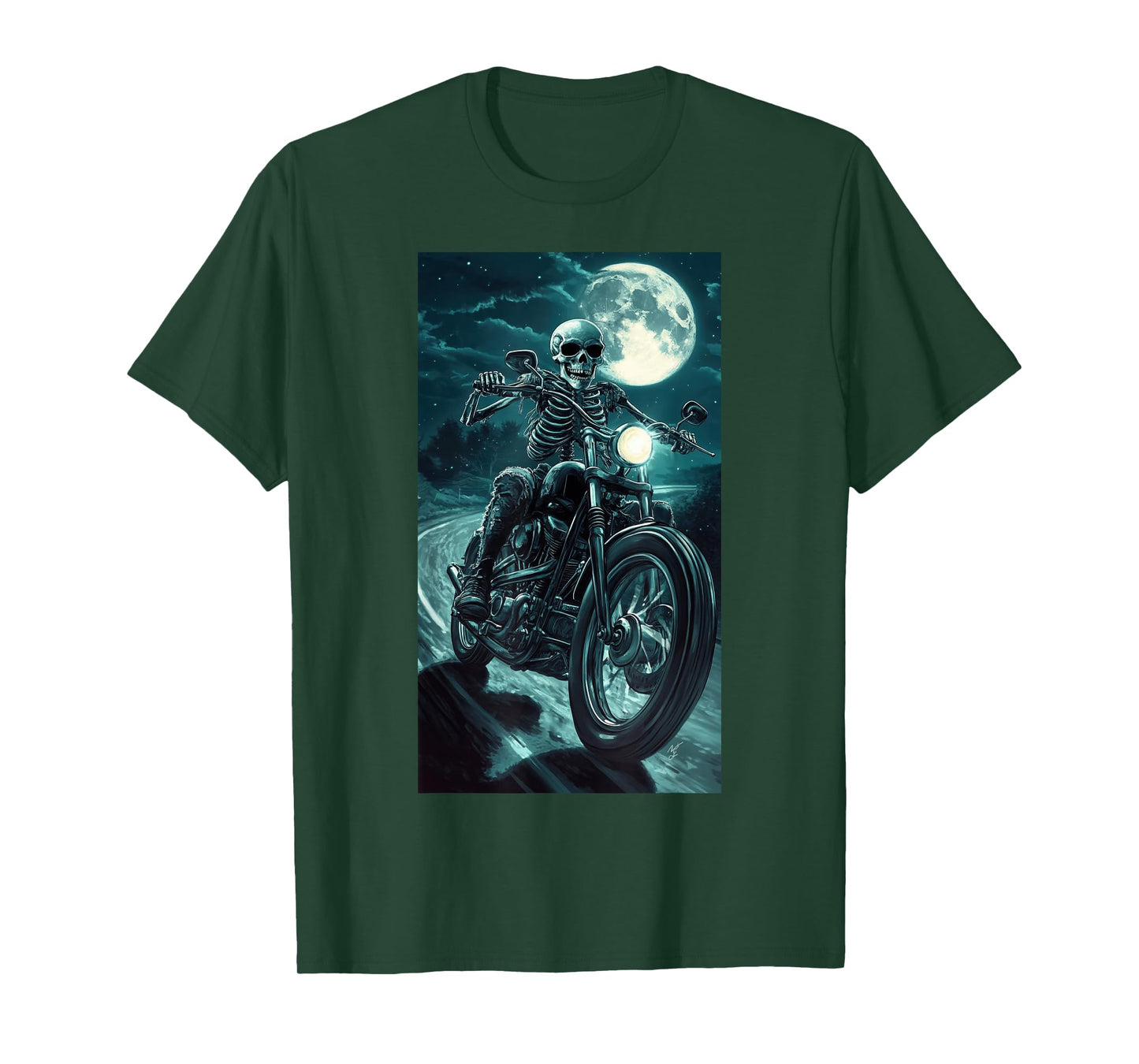 Cool Skeleton Riding Vintage Motorcycle Biker Art T-Shirt