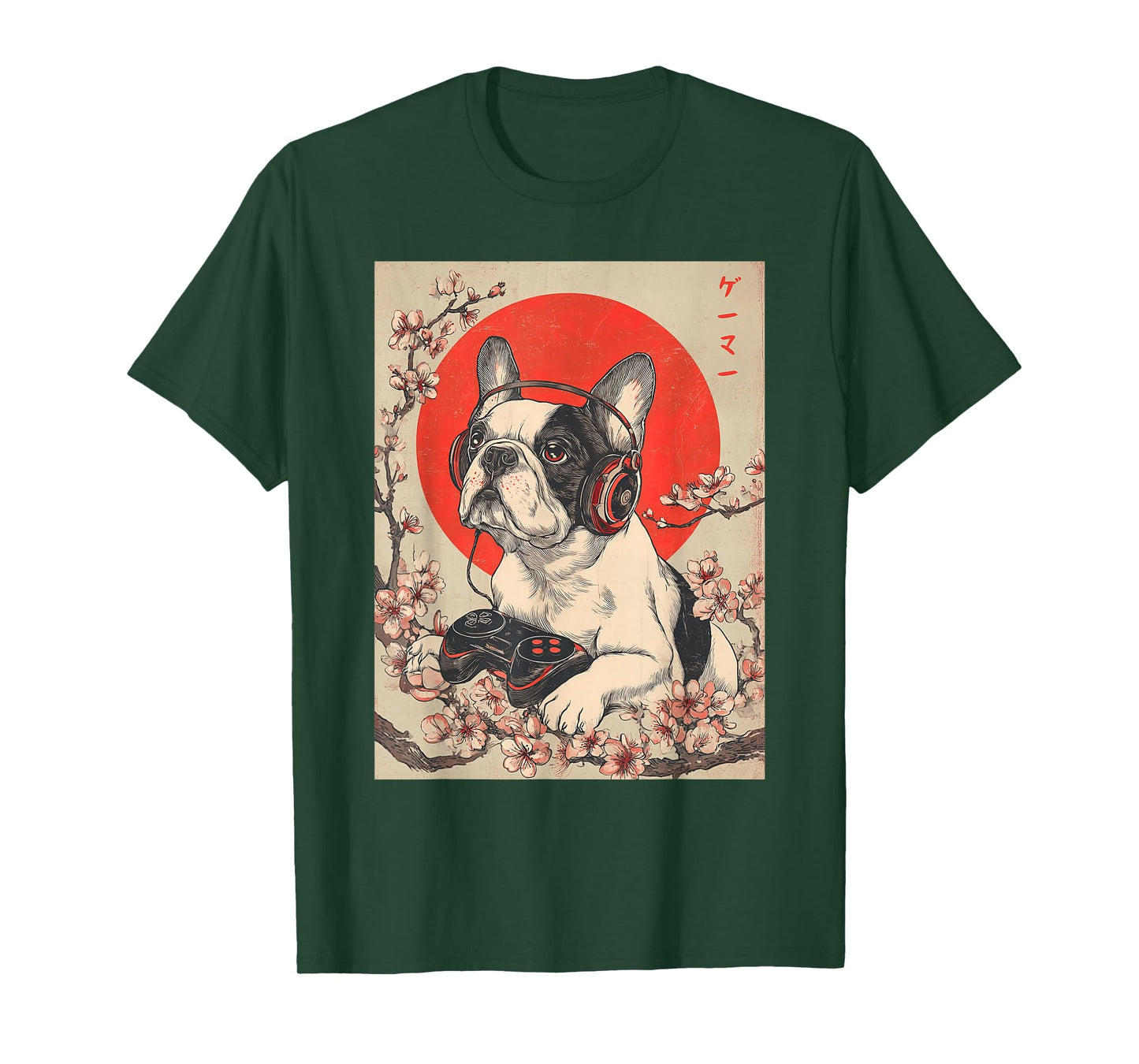 Gamer French Bulldog Video Game Japanese Ukiyo-e Art Gaming T-Shirt