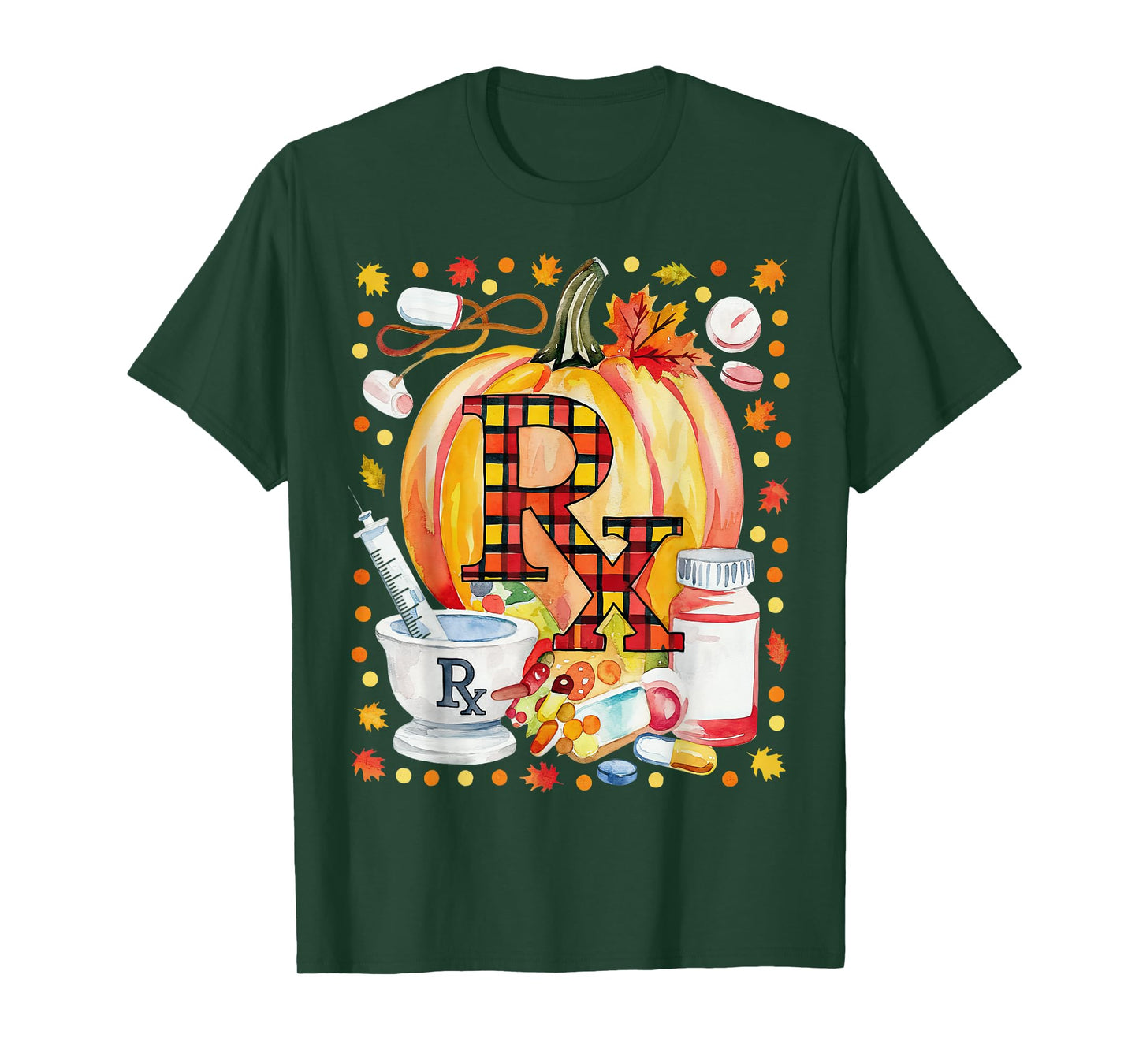 CPhT Pharmacy Technician Fall Autumn Leaves Pumpkin Season T-Shirt