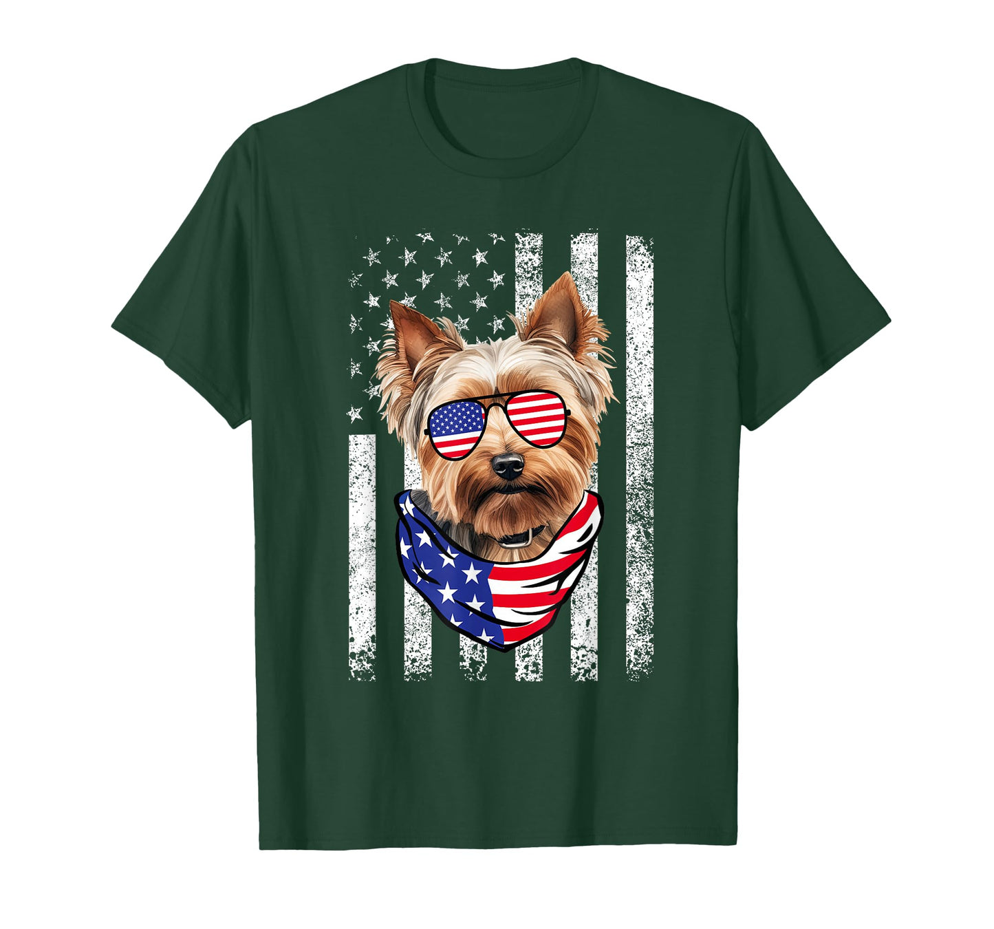 Yorkie American Flag USA Patriotic 4th of July T-Shirt