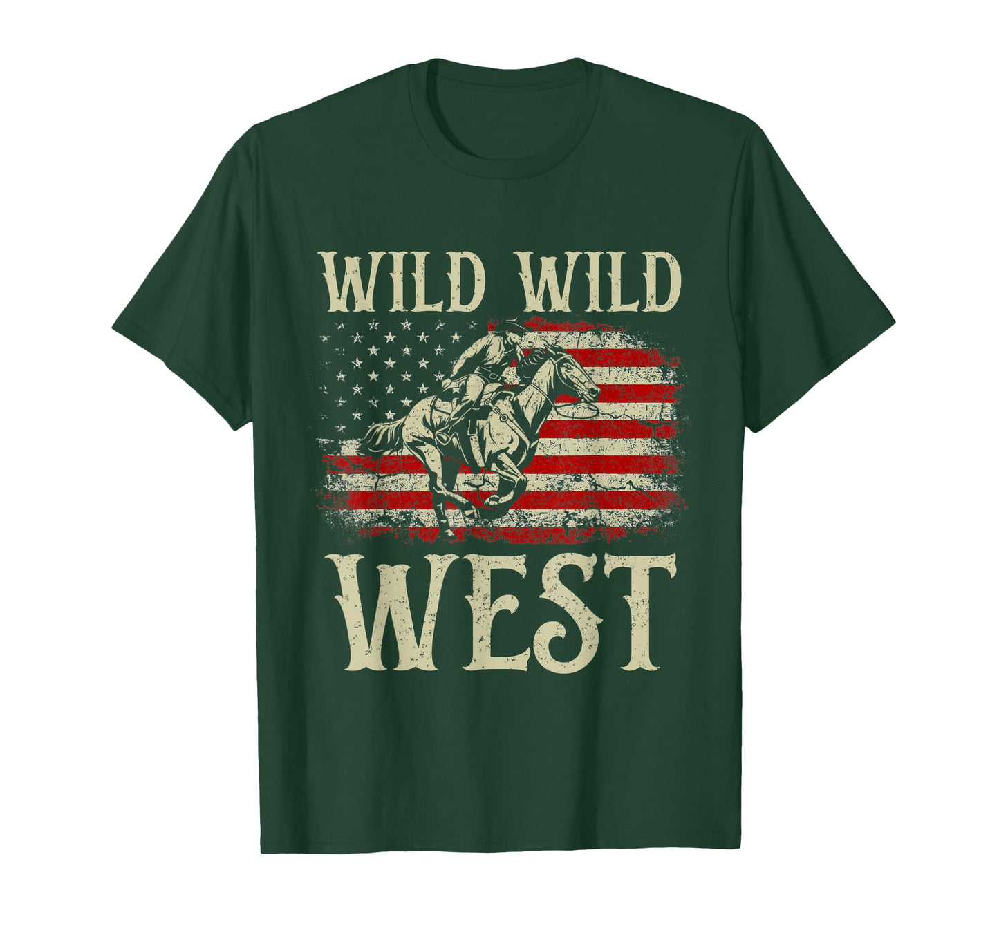 Wild Wild West Vintage Western Life Country Cowboy USA Flag T-Shirt