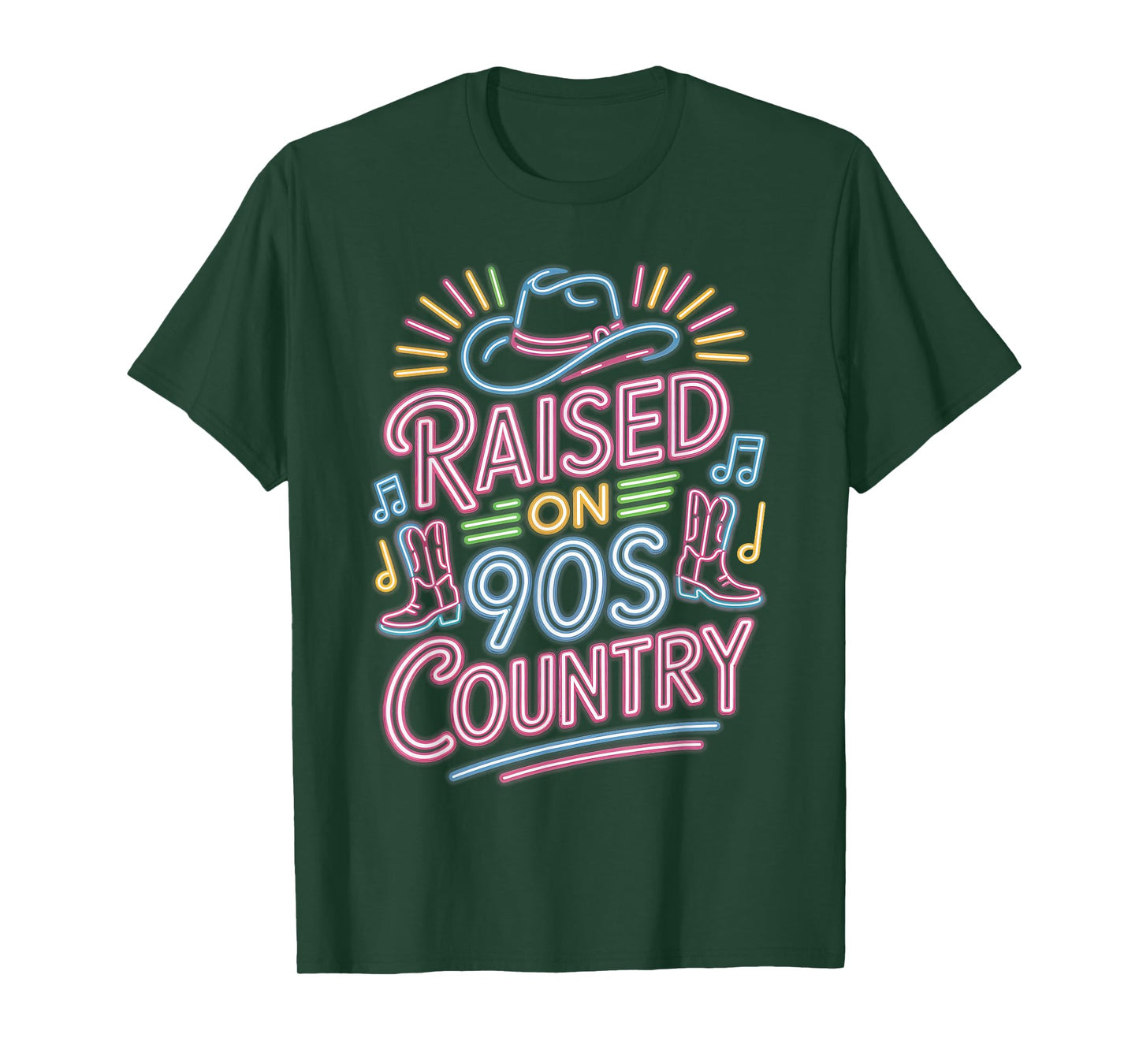 Western Cowboy Hat Boots, Raised on 90s Country Music Lovers T-Shirt