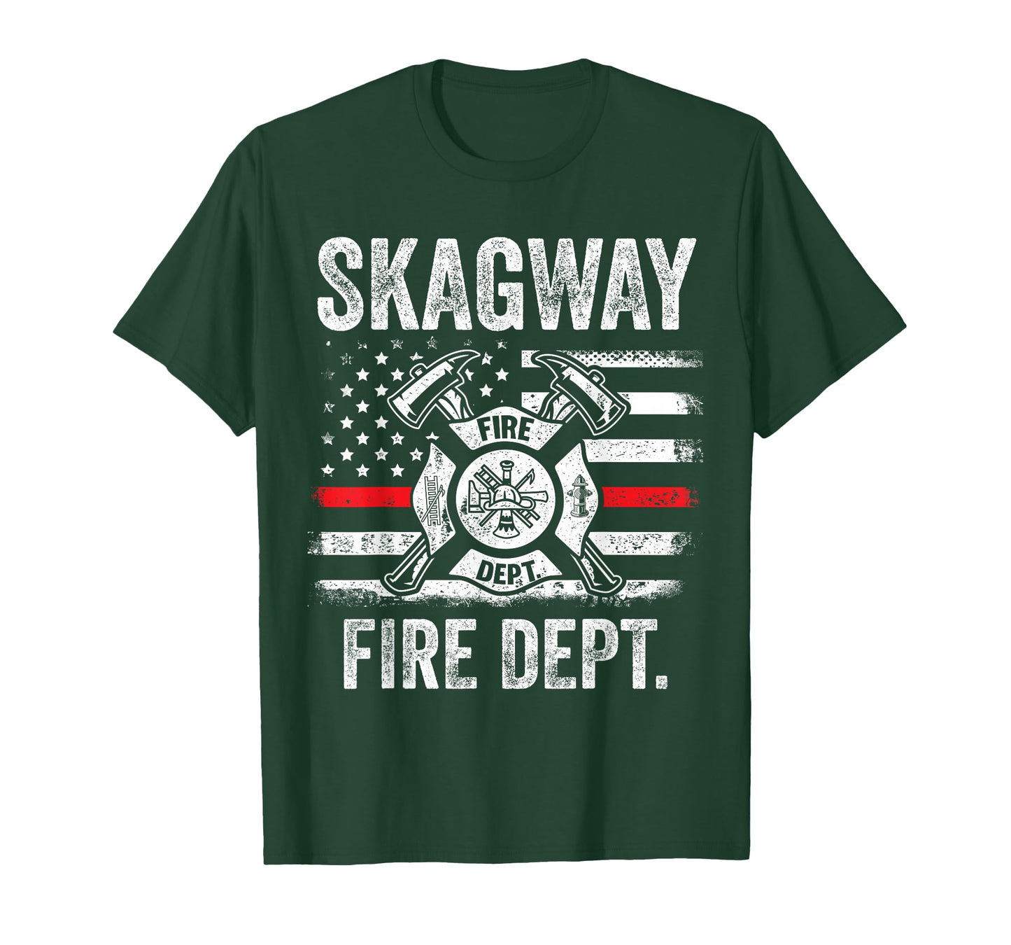 Skagway Alaska Fire Department Thin Red Line Fireman T-Shirt