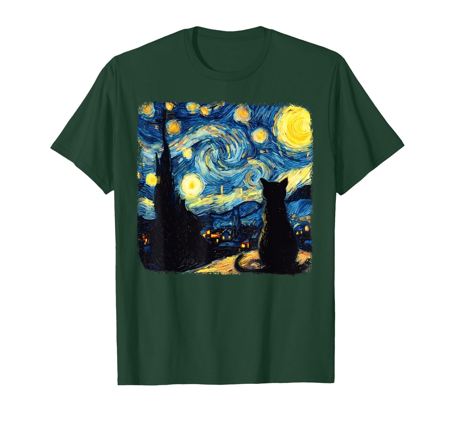 Cat Starry Night Van Gogh Cat Lover Cat Mom Dad Men Women T-Shirt