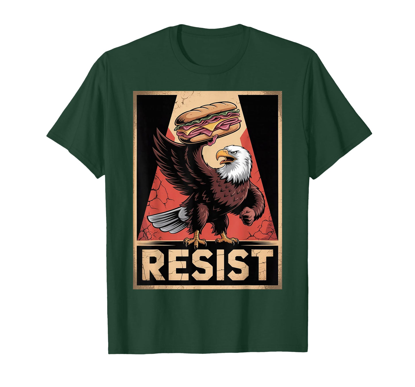 Eagle with Sandwich Resist Graphic for Food Lovers T-Shirt