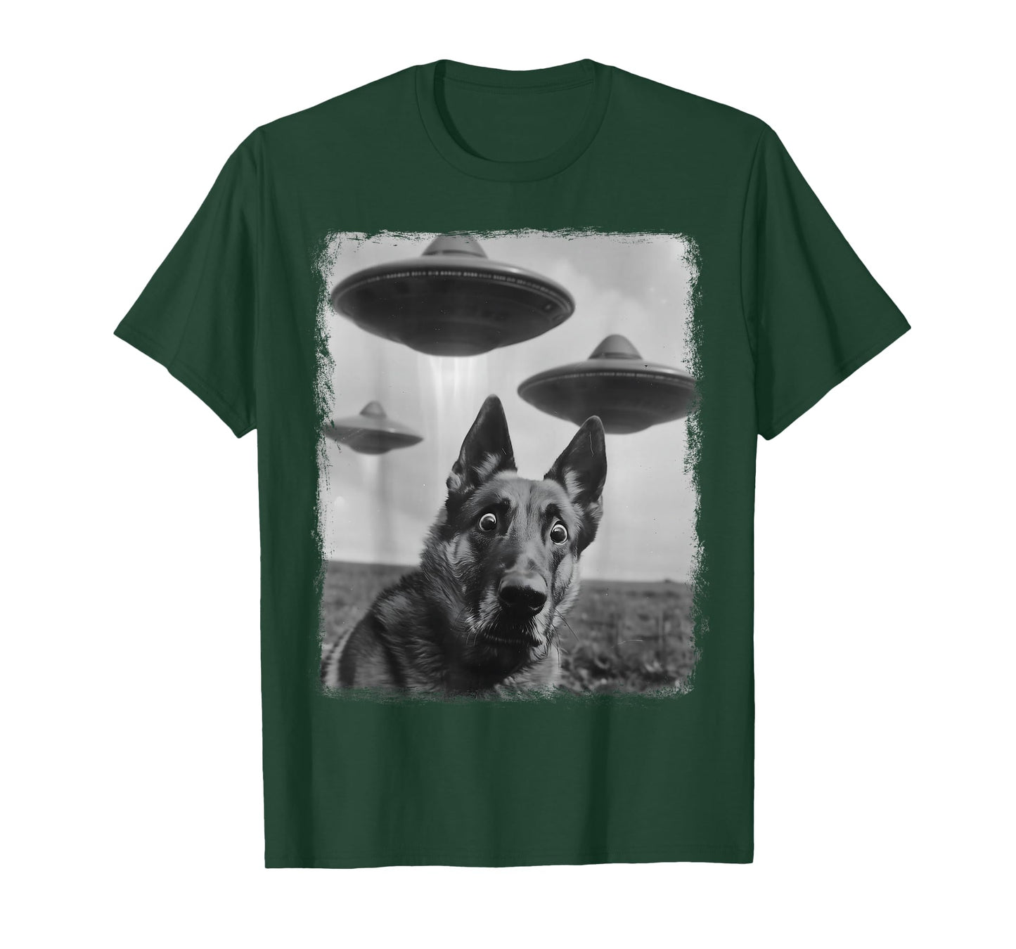 German Shepherd Dog UFO Alien Extraterrestrial Selfie T-Shirt