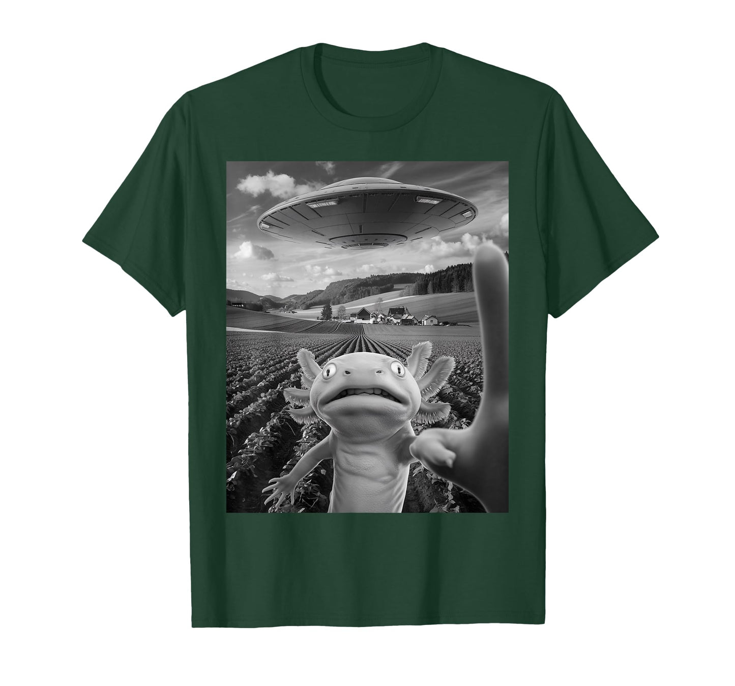 Axolotl Selfie With Alien UFO Funny Axolotl Gifts For Women T-Shirt