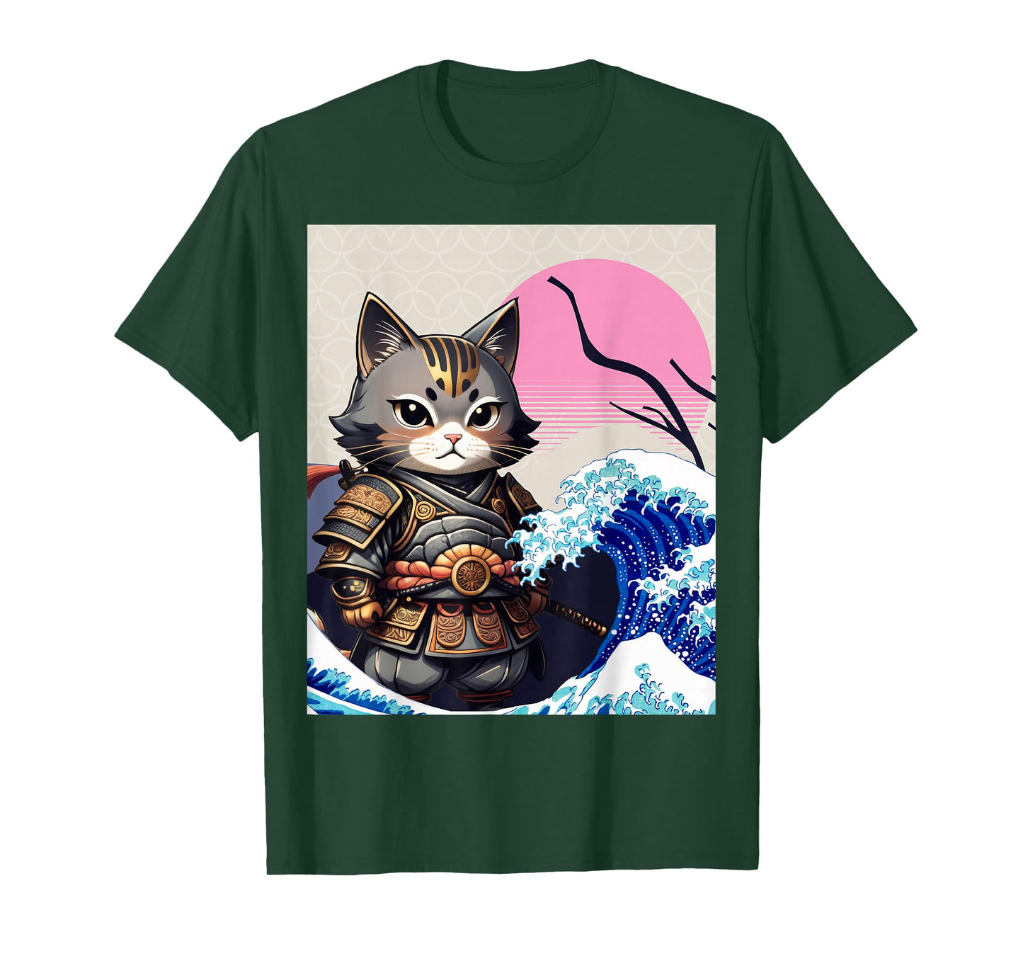 Japanese Ninja Art and Japan Samurai Cat T-Shirt