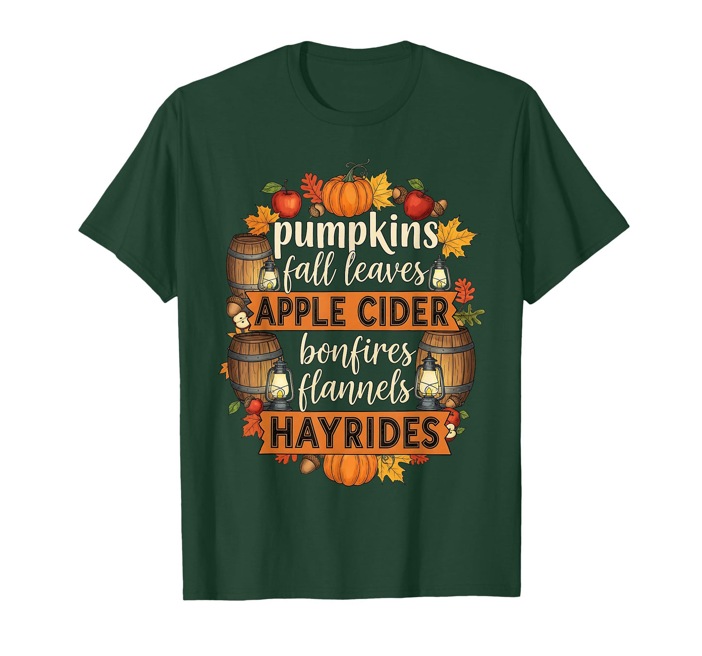Retro Autumn Pumpkins Fall Leaves Apple Cider Bonfires Cozy T-Shirt