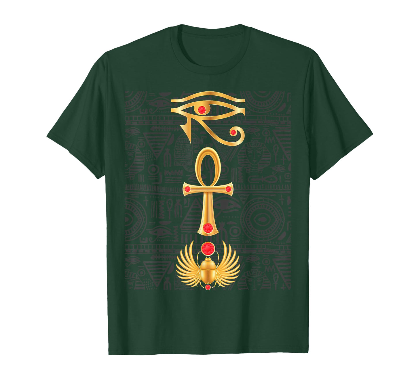 Eye of Horus Cross Ankh Scarab Hieroglyphs Ancient Egypt T-Shirt