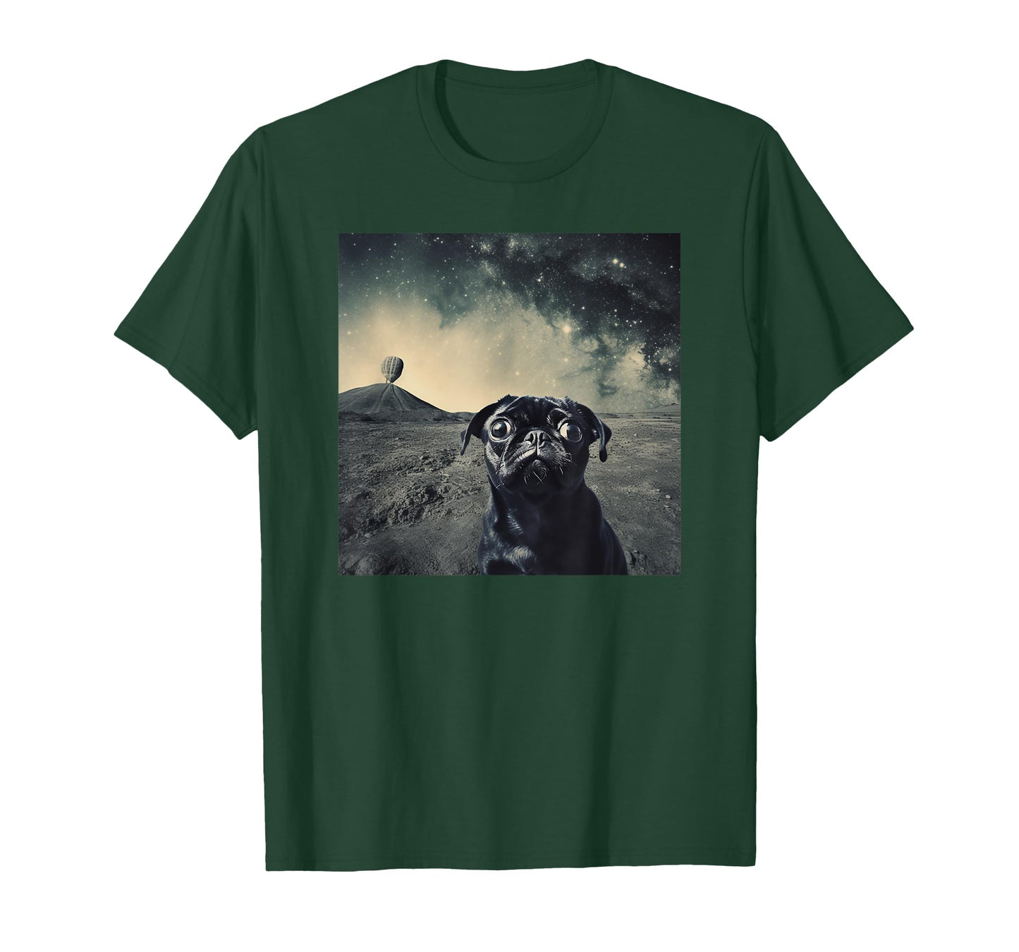 Cute Pug Puppy in Space Funny T-Shirt
