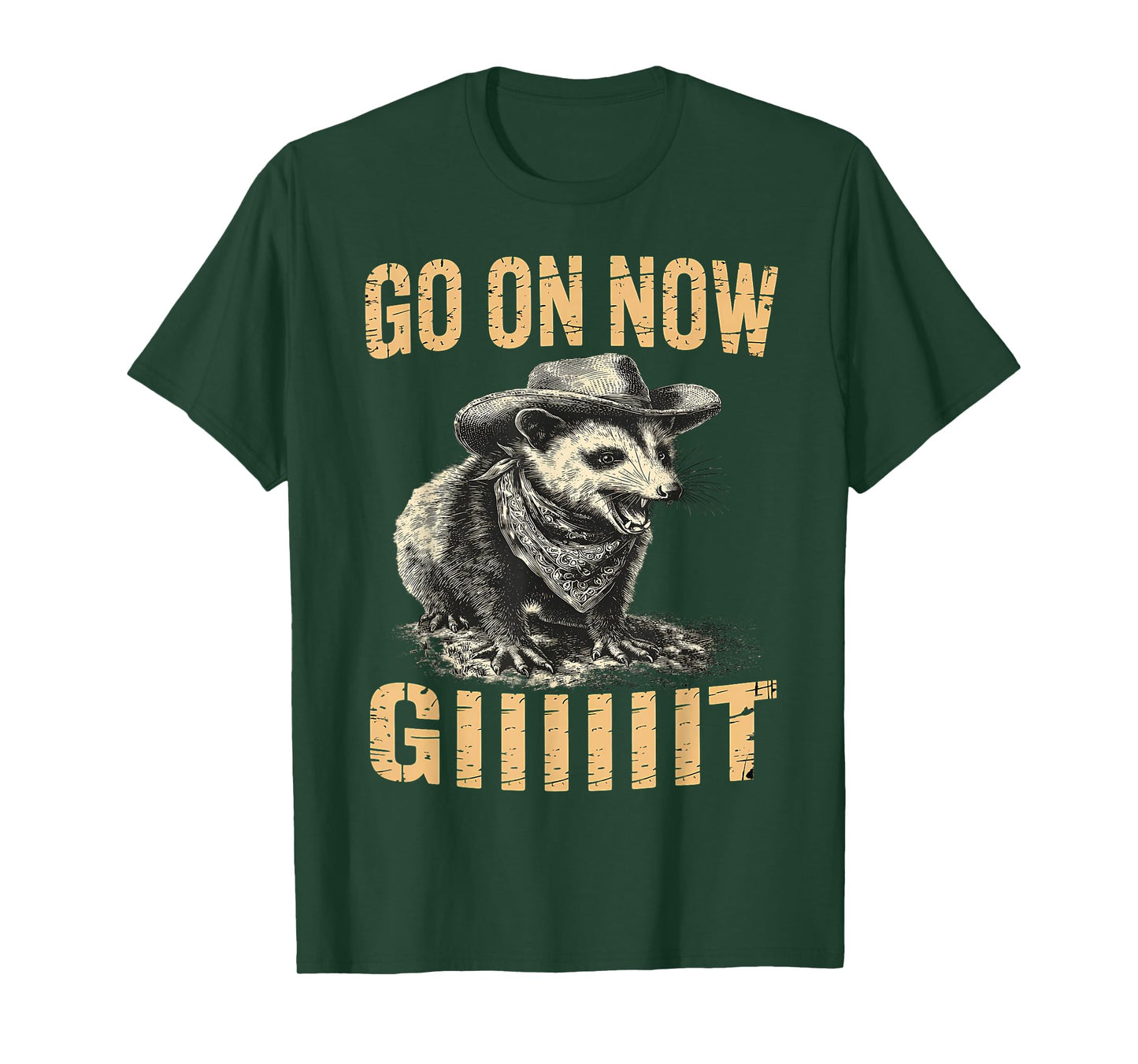 Western Country Cowboy Go On Now Git Vintage Western Opossum T-Shirt