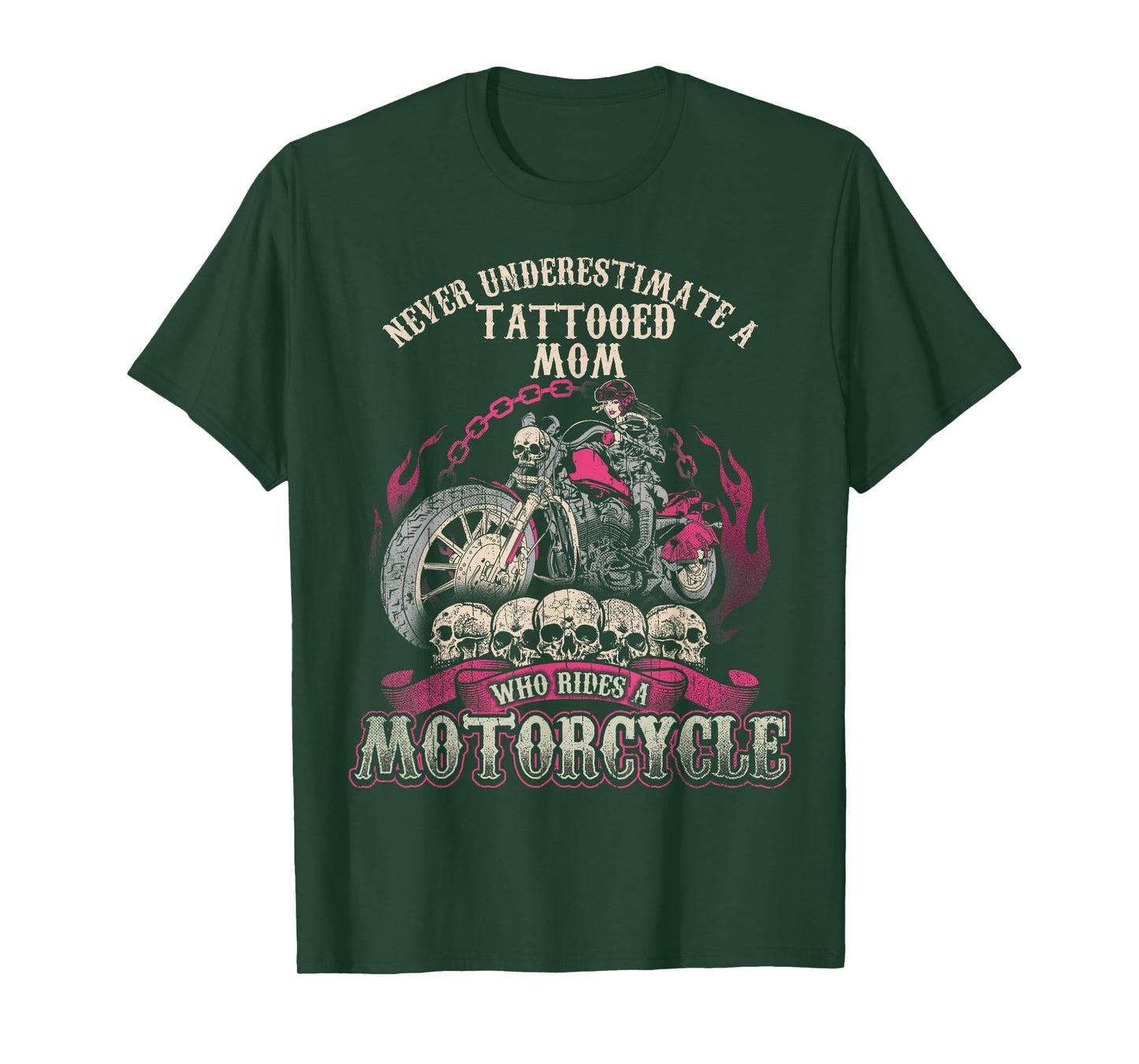 Tattoo Mom Biker Chick Never Underestimate Motorcycle Mom T-Shirt