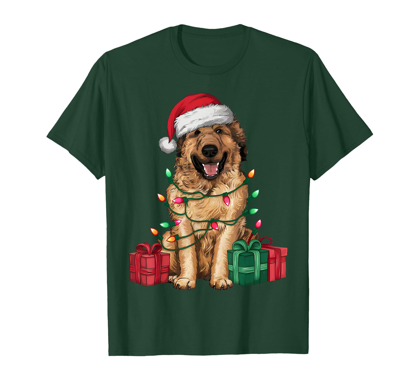 Xmas Lighting Santa Hat Anatolian Shepherd Dog Christmas T-Shirt for Men Women Kids