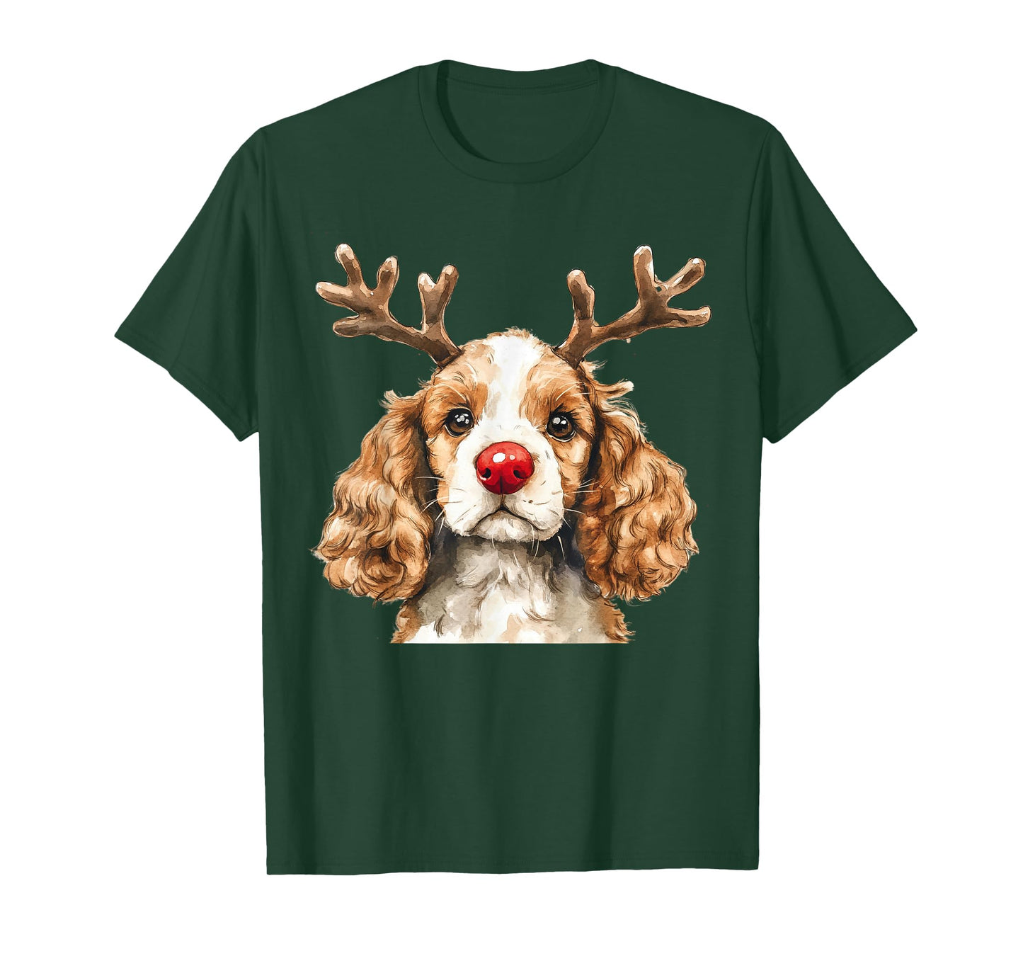 Cocker Spaniel Reindeer Christmas Lights Dog Lover Xmas T-Shirt