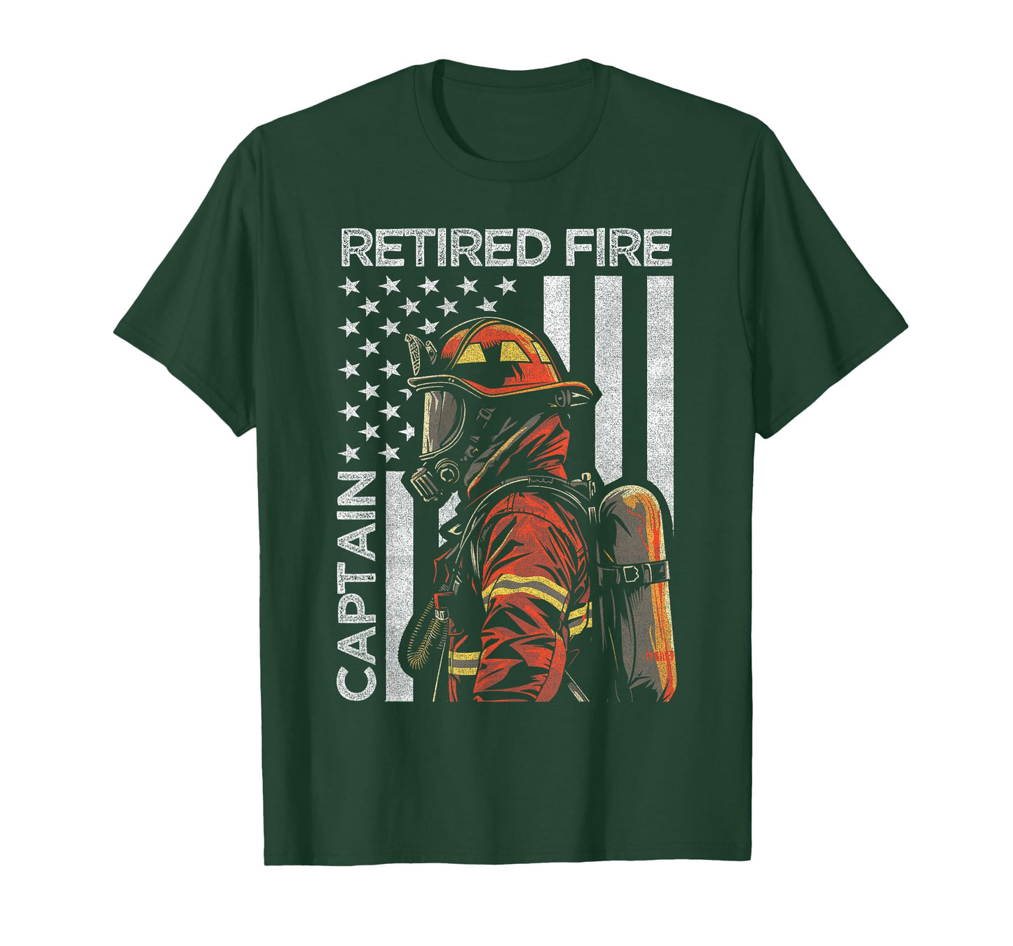 Retired Fire Captain Firefighter Retirement American Flag T-Shirt