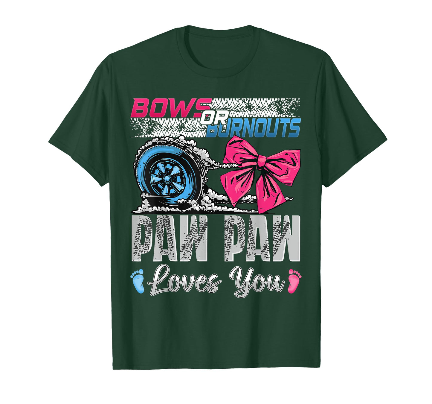 Burnouts or Bows Paw Paw Loves You Gender Reveal Party T-Shirt